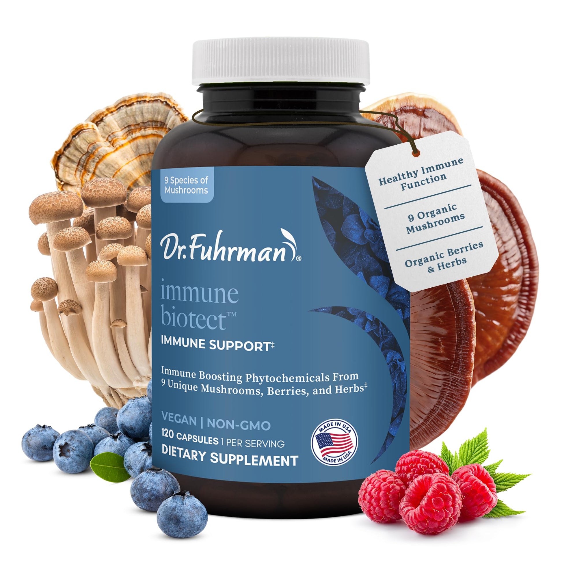 Dr. Fuhrman All Natural Immune Support Supplement | Whole-Food Derived Vitamin for Immunity Defense | Organic Mushrooms, & Berries | Organic Lion’s Mane, Maitake, Reishi, and Elderberry | 120 Caps Dr. Fuhrman buy supplements canada