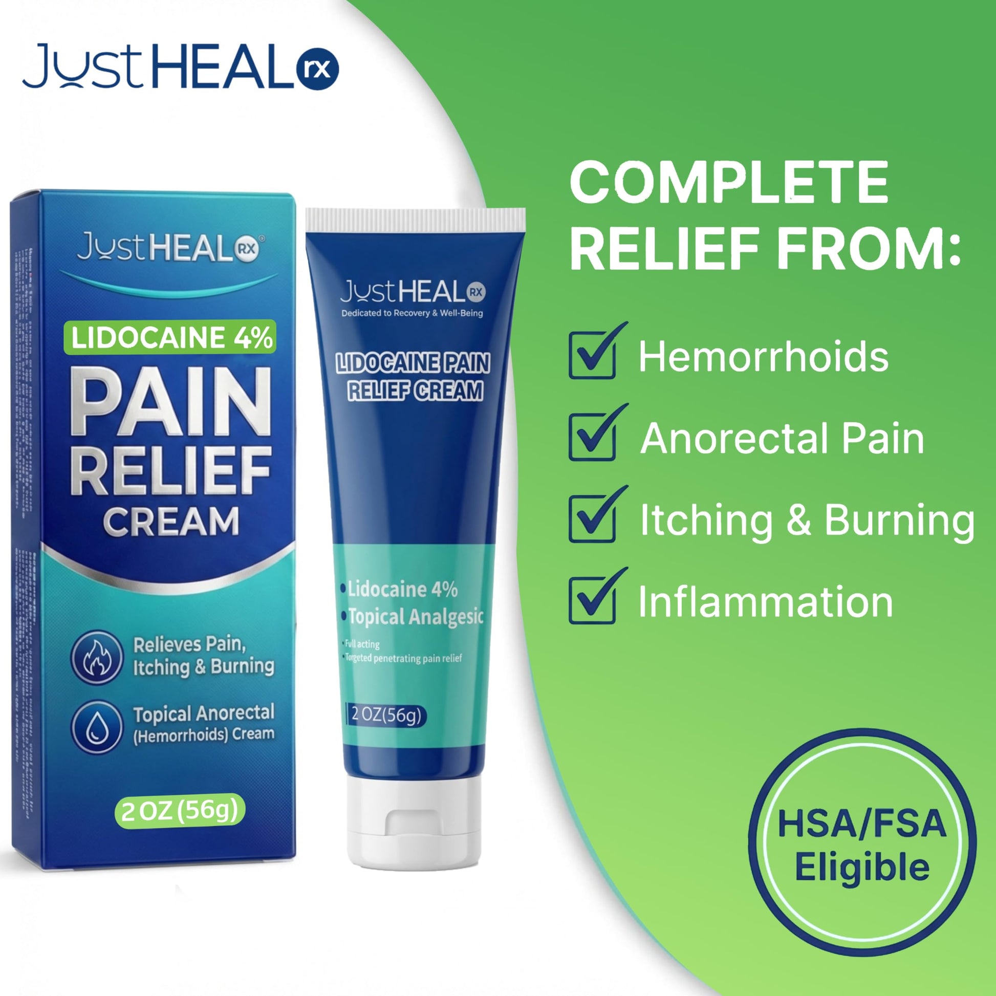 JustHeal RX Lidocaine Cream for Hemorrhoids | 2 OZ Tube – Fast-Acting 4% Lidocaine Numbing Cream & Topical Analgesic Cream for Anorectal Itch Relief | OTC Lidocaine Cream Maximum Strength JustHeal RX buy supplements canada