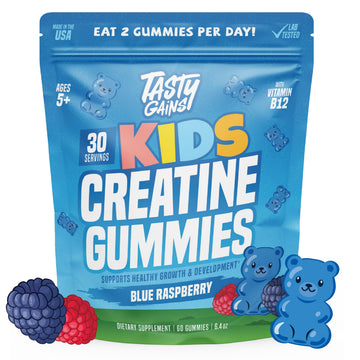 TASTY GAINS Kids & Teen Creatine Gummies with Vitamin B12 for Growth Support, Easy Chew Daily Supplement, Gummy Vitamins for Kids and Teens, Ages 5+ TASTY GAINS buy supplements canada