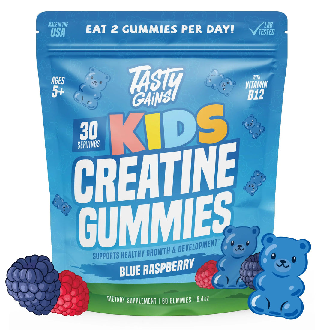 TASTY GAINS Kids & Teen Creatine Gummies with Vitamin B12 for Growth Support, Easy Chew Daily Supplement, Gummy Vitamins for Kids and Teens, Ages 5+ TASTY GAINS buy supplements canada