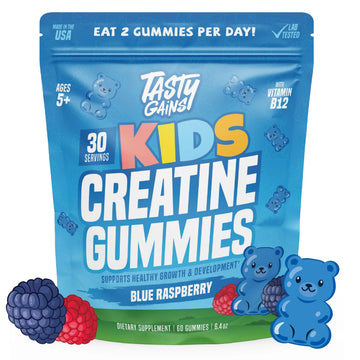 TASTY GAINS Kids & Teen Creatine Gummies with Vitamin B12 for Growth Support, Easy Chew Daily Supplement, Gummy Vitamins for Kids and Teens, Ages 5+ TASTY GAINS buy supplements canada