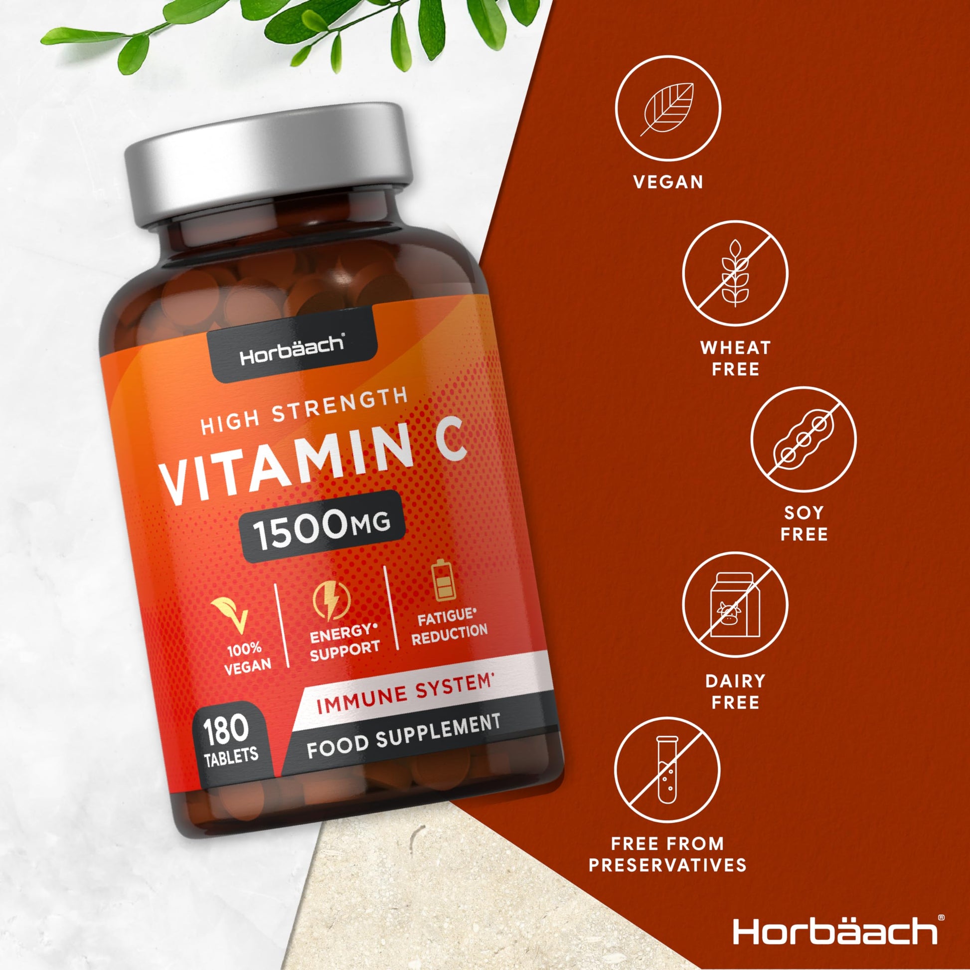 Vitamin C Tablets 1500mg | 180 Count | High Strength Vegan Supplement | No Artificial Horbäach buy supplements canada