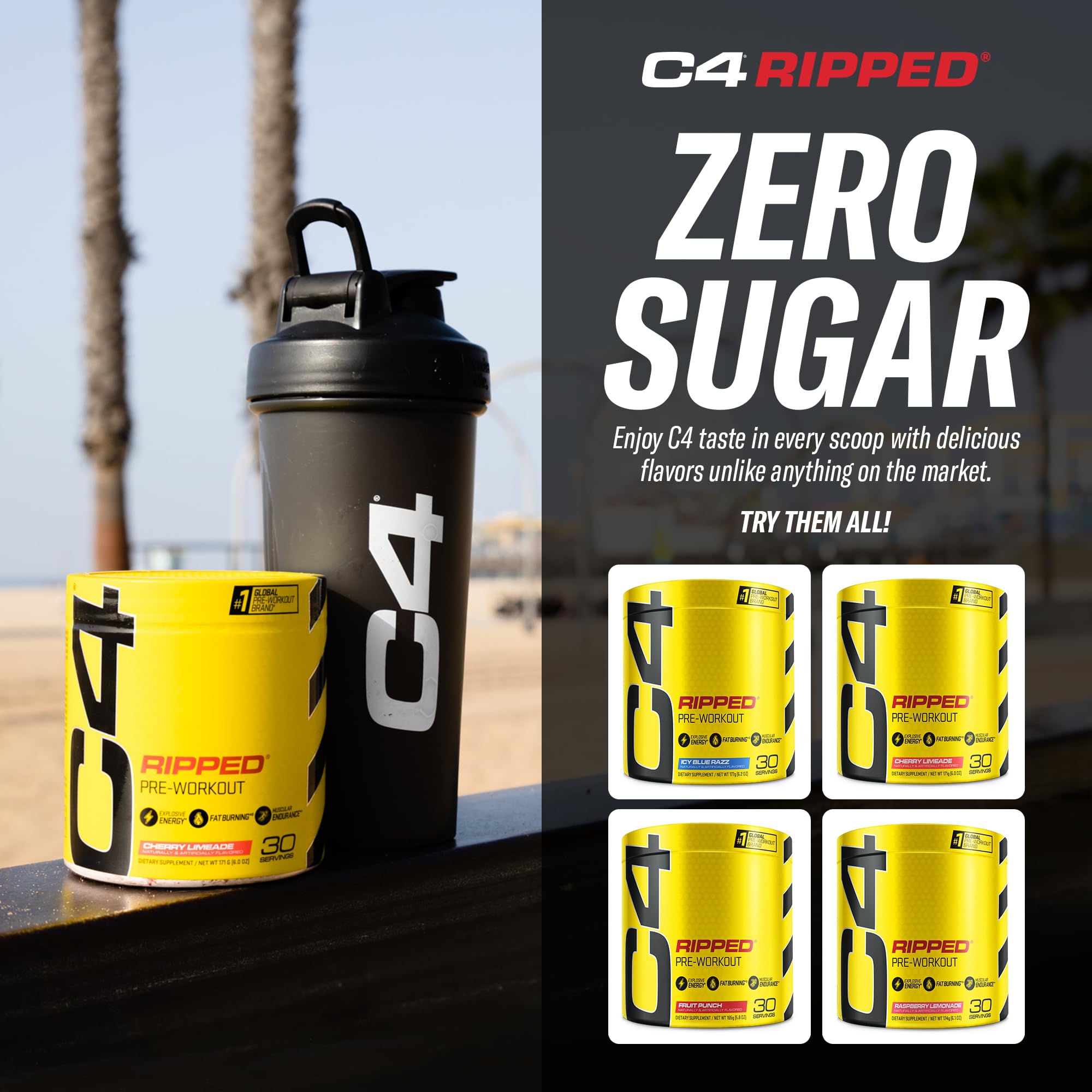 Cellucor C4 Ripped Pre Workout Powder ICY Blue Razz | Creatine Free + Sugar Free Cellucor buy supplements canada
