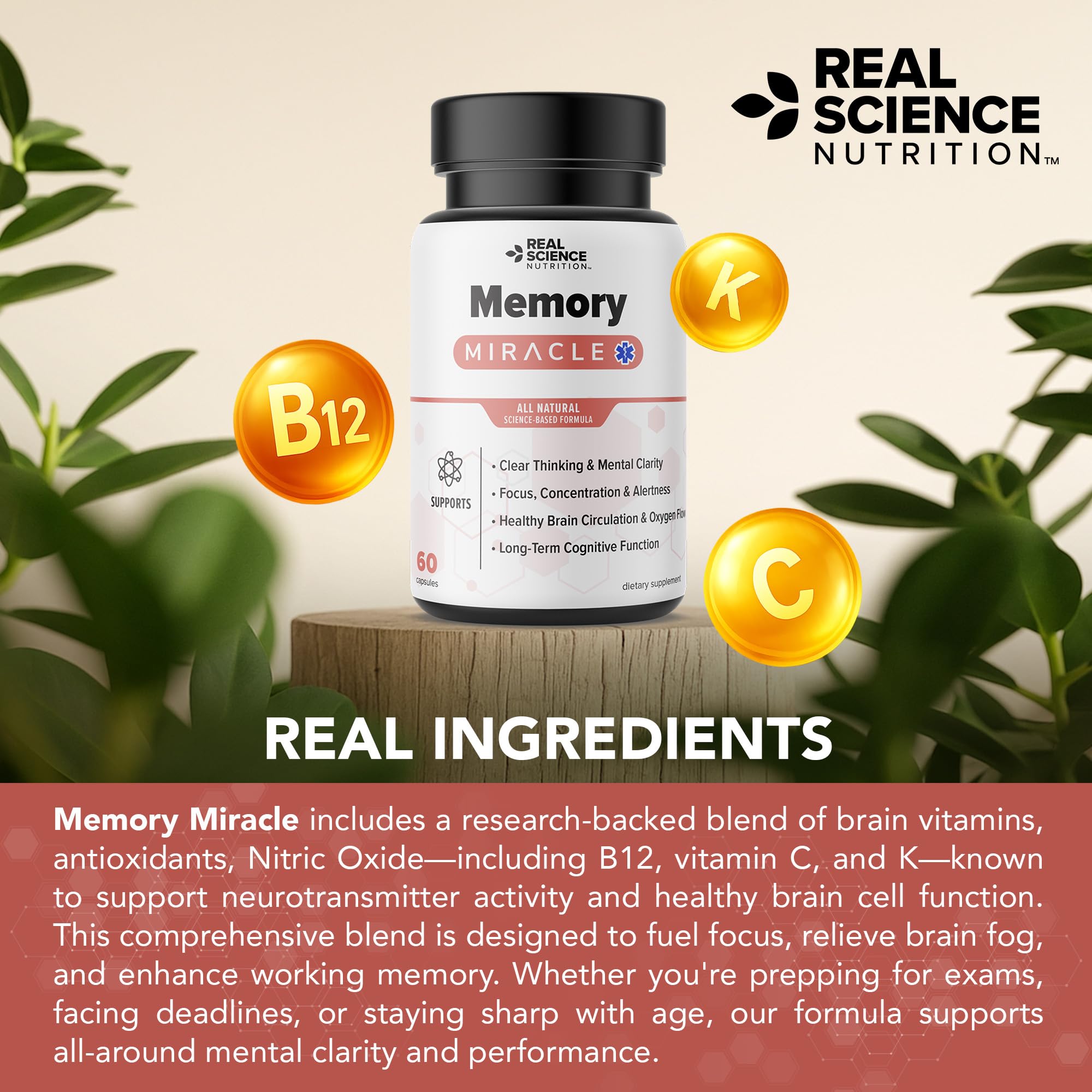 Real Science Nutrition Offers Memory Miracle – Brain and Memory Support Supplement for Focus, Mental Clarity & Brain Health – Nootropic Brain Booster with Nitric Oxide – 60 Capsules Real Science Nutrition buy supplements canada