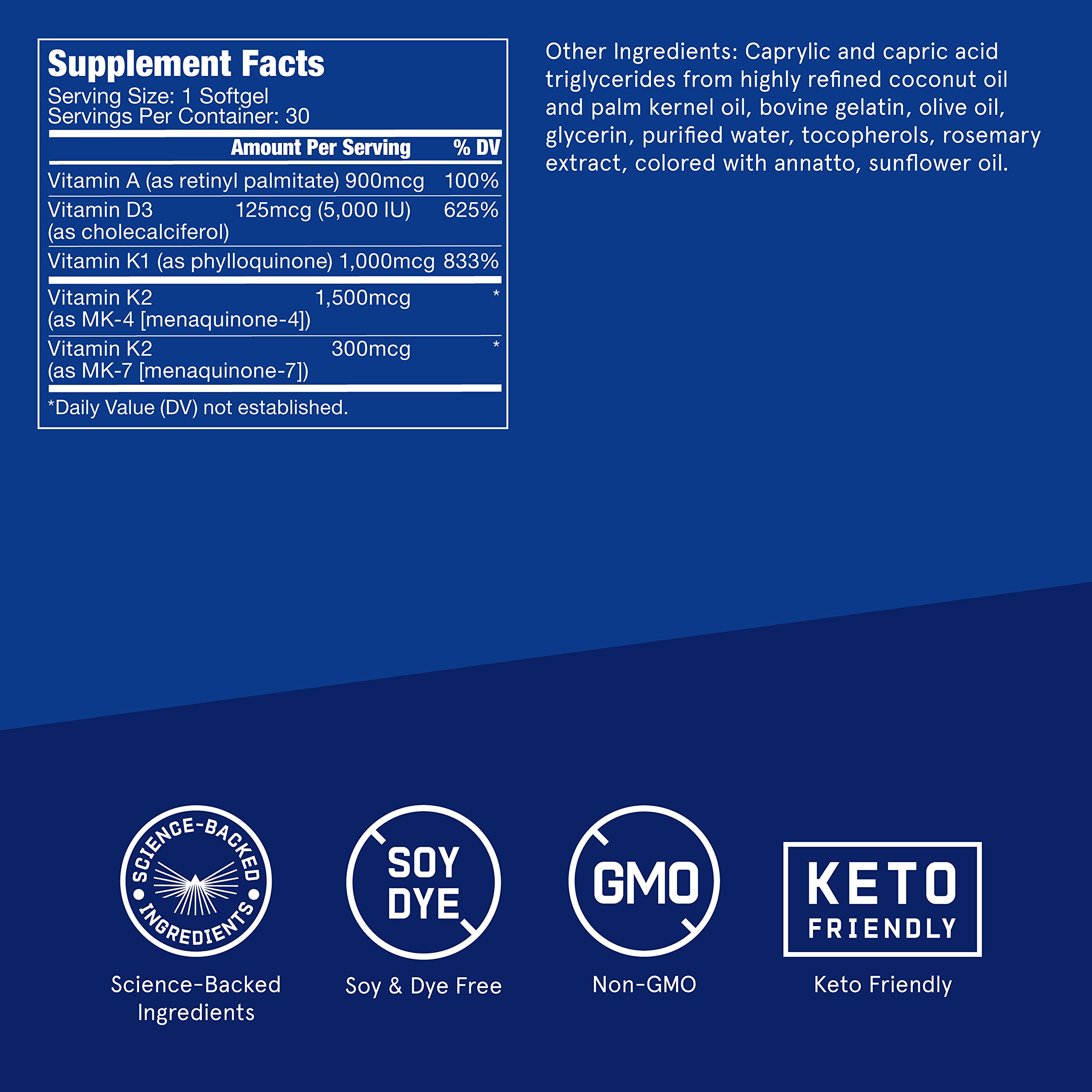 Vitamins A-D-K, 30 Softgels, 900mcg Vitamin A, with 5000 IU D3, K1, K2, K3, High Potency Bulletproof buy supplements canada