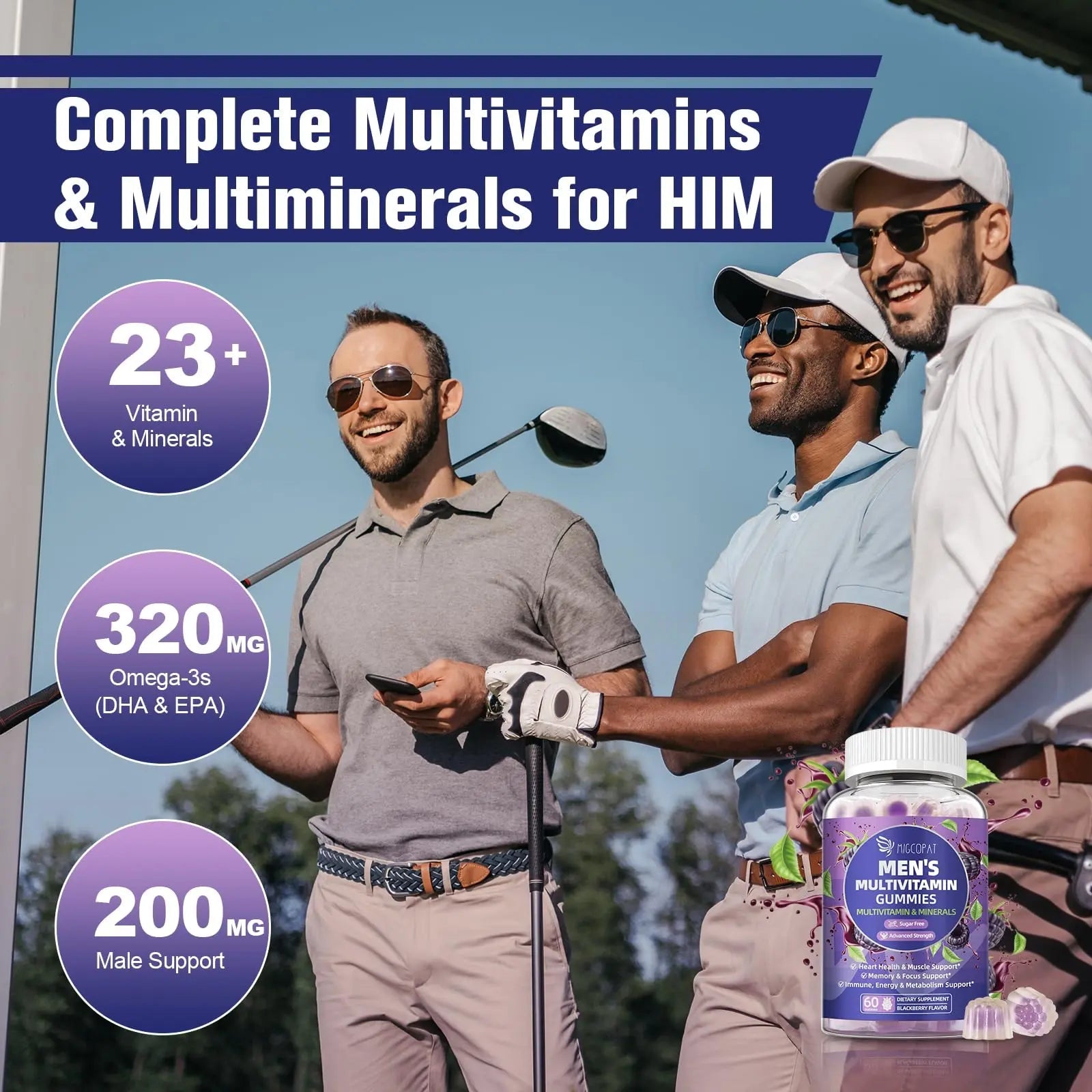 Multivitamin for Men, Mens Multivitamins Gummies w/Omega-3, Probiotics, Inositol, Folate, Biotin, Zinc, Vitamins A, C, D, E, B Migcopat buy supplements canada