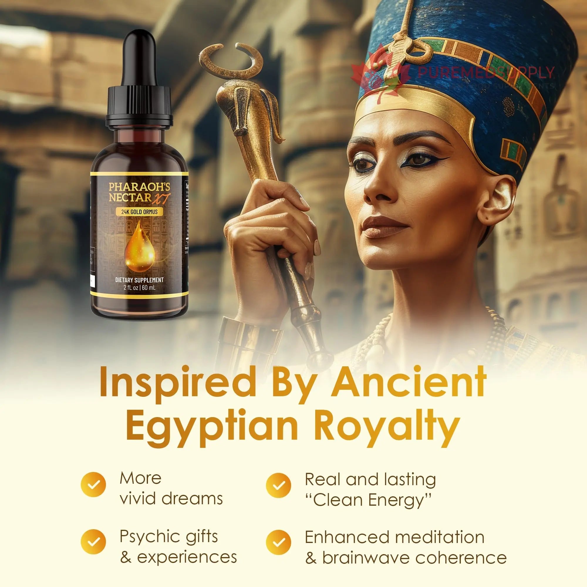 Pineal XT Gold + Pharaoh's Nectar - Pineal Gland Supplement Bundle – 24K Monoatomic Gold Ormus Drops, Pineal Gland Decalcification, Third Eye Awakening, Focus, Energy & Manifestation Nutraville buy supplements canada