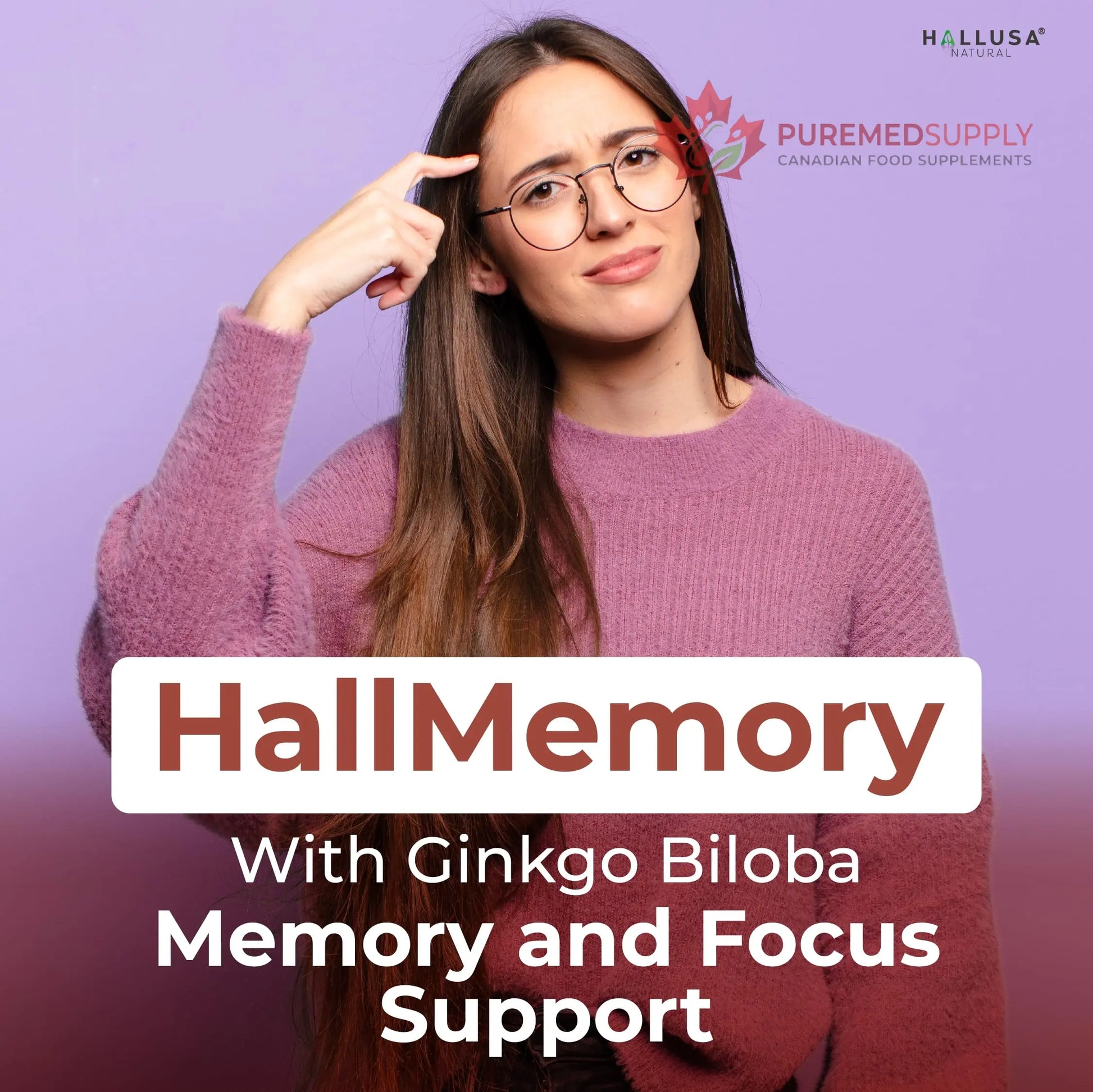 Hallusa Natural Brain Health Supplement Capsules 1680mg, Ginkgo Biloba, B Vitamins & Choline, Memory & Focus Support, Brain Booster for Men & Women, 60 Count Hallusa Natural buy supplements canada
