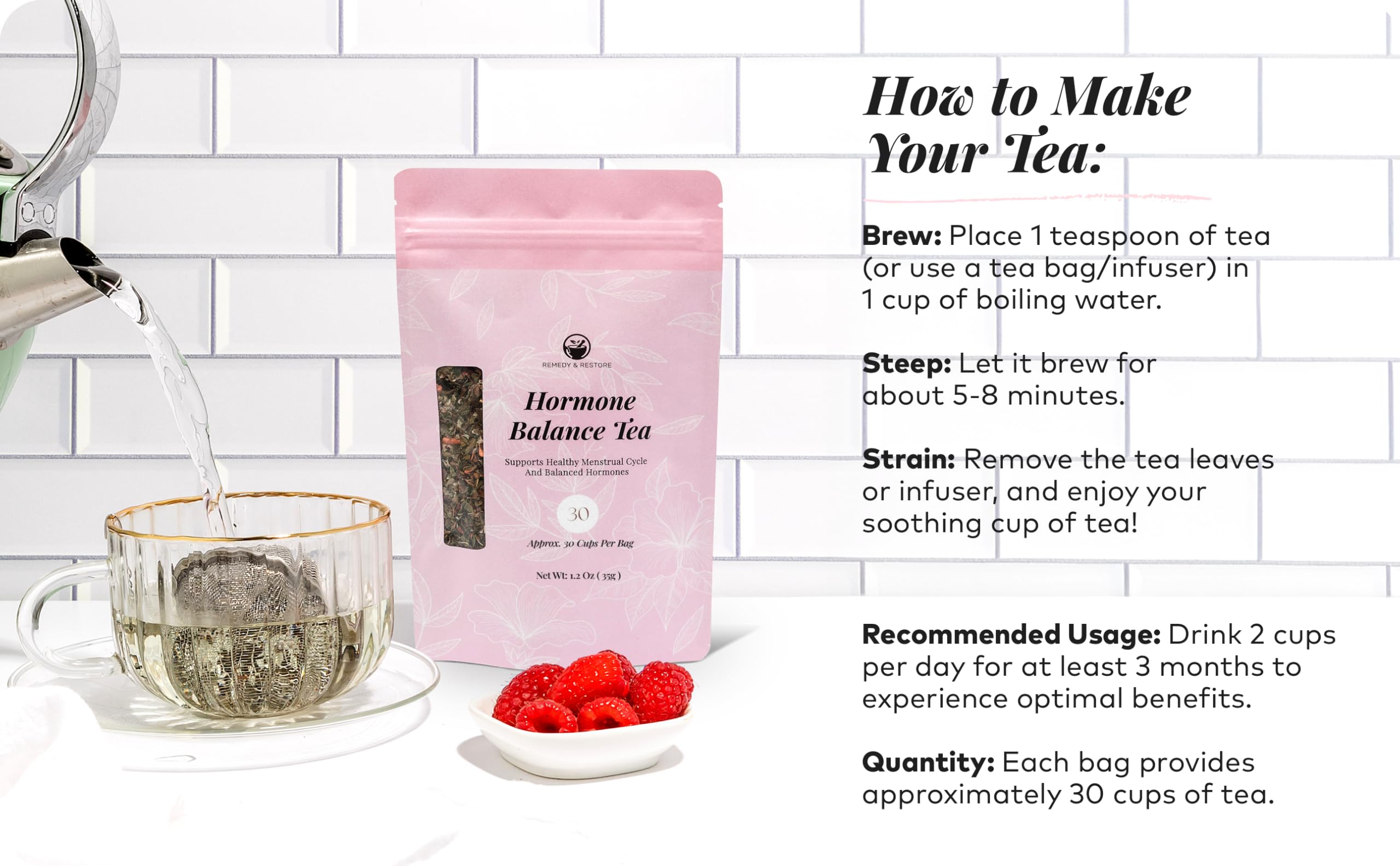 Remedy & Restore Herbal Tea for Hormone Balance - Natural Menstrual Cycle Support, Spearmint Flavor, Loose Leaves, 1 Count Remedy & Restore buy supplements canada