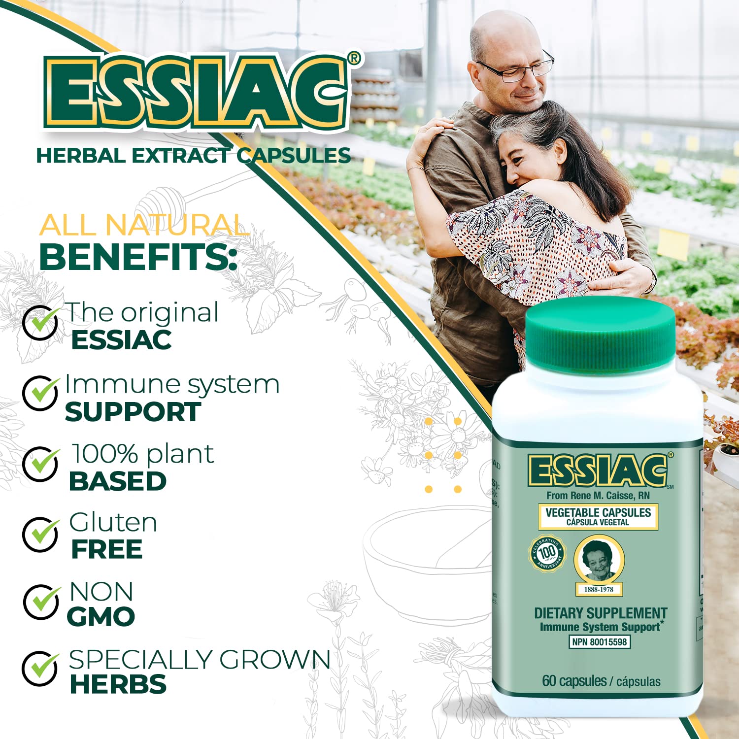 ESSIAC Tea All-Natural Herbal Extract Capsules – 60 Capsules | Powerful Antioxidant Blend to Help Promote Overall Health & Well-Being | Original Formula Since 1922 Essiac buy supplements canada