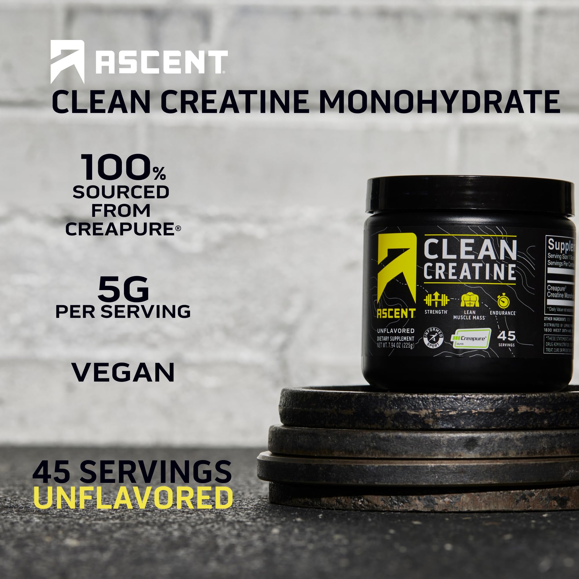 Ascent Clean Creatine Monohydrate Powder - 5G Per Serving, Creapure Creatine Supple Ascent buy supplements canada