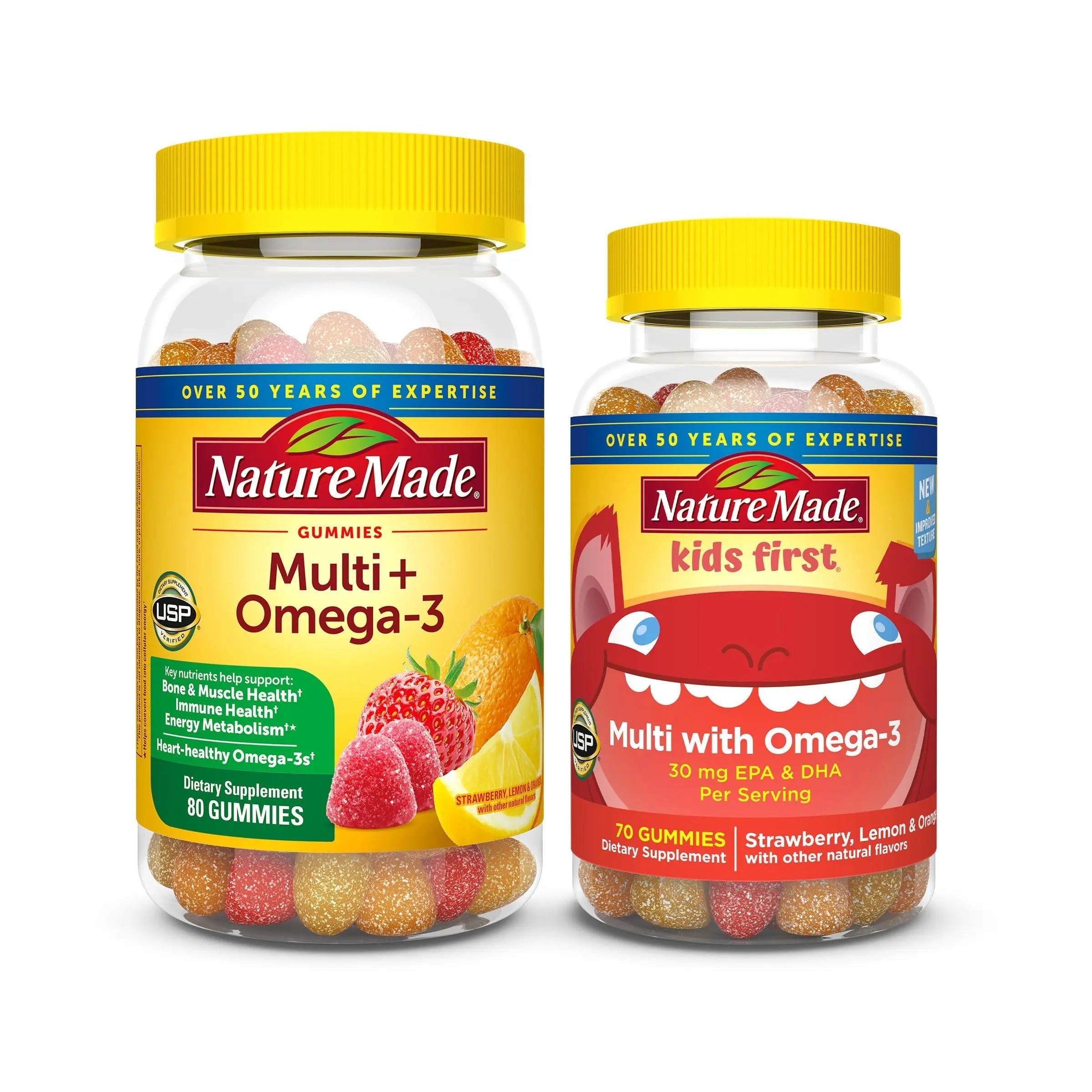 Nature Made Adult & Kids Multivitamin Gummies Combo Pack, Multis with Vitamin C, Vitamin D3, B Vitamins, Zinc, Omega 3 Fish Oil & More Nature Made buy supplements canada