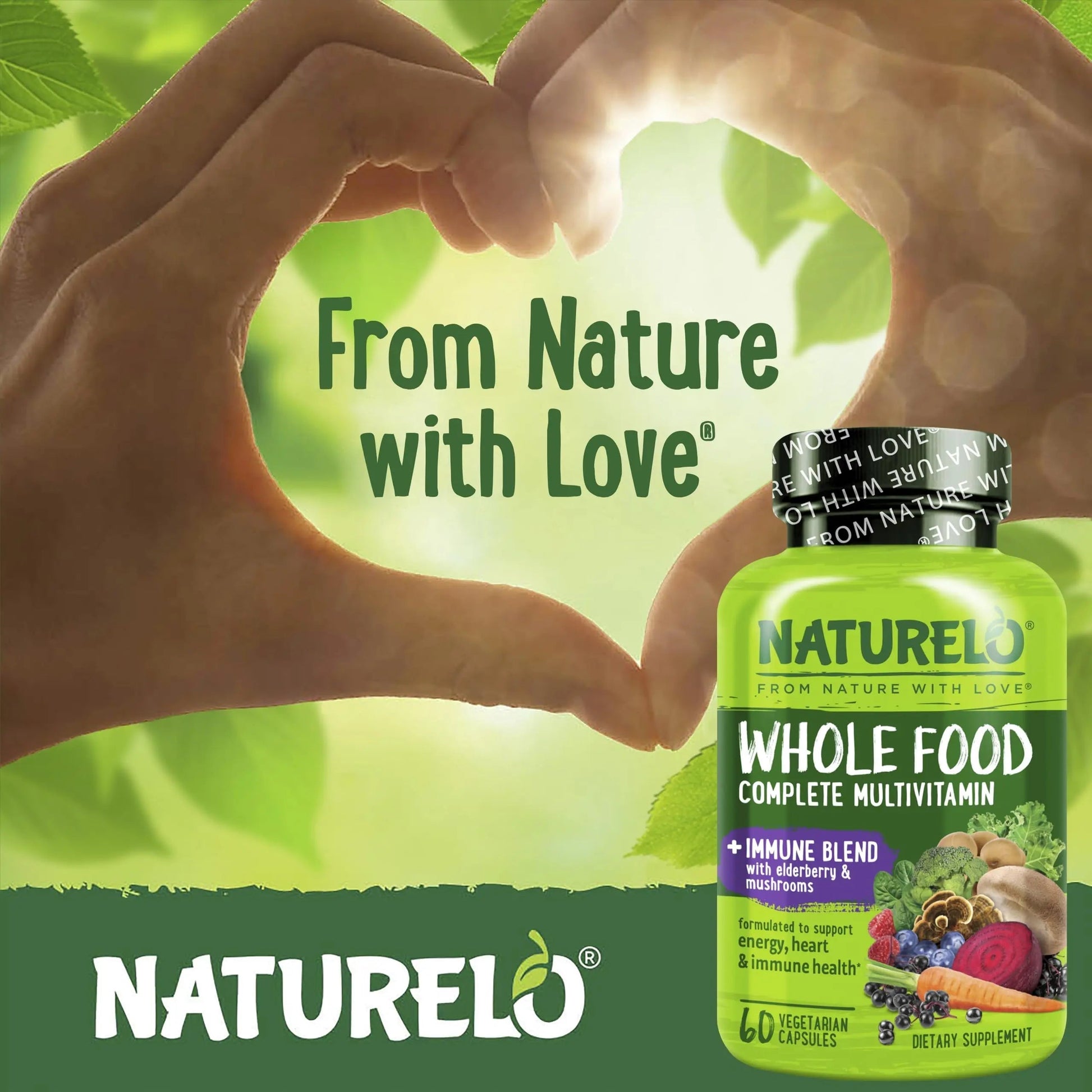 NATURELO Whole Food Multivitamin + Immune Blend with Elderberry & Mushrooms - Complete Multivitamin with Extra Immune Support NATURELO buy supplements canada