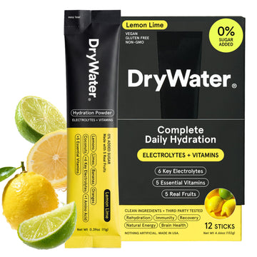 DryWater Electrolyte Powder Packets, Lemon Lime - Hydration Packets Drink Mix with Zero Added Sugar for Rehydration & Energy - 6 Key Electrolytes DryWater buy supplements canada