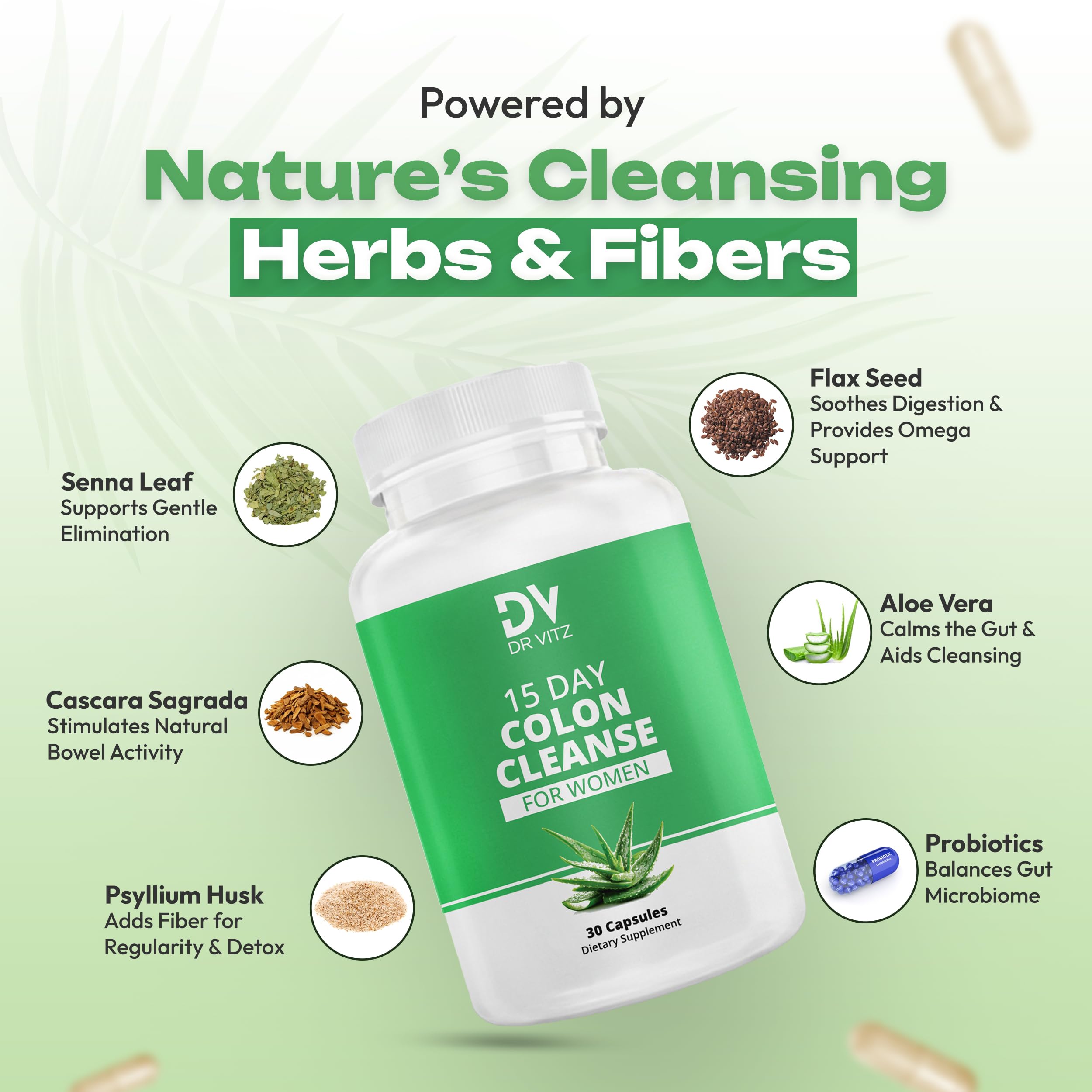 Dr Vitz 15 Day Colon Cleanse for Women – Natural Detox Pills with Herbs, Fiber & Probiotics – Bloating & Constipation Relief, Weight Loss & Gut Health Reset – 30 Capsules Dr Vitz buy supplements canada