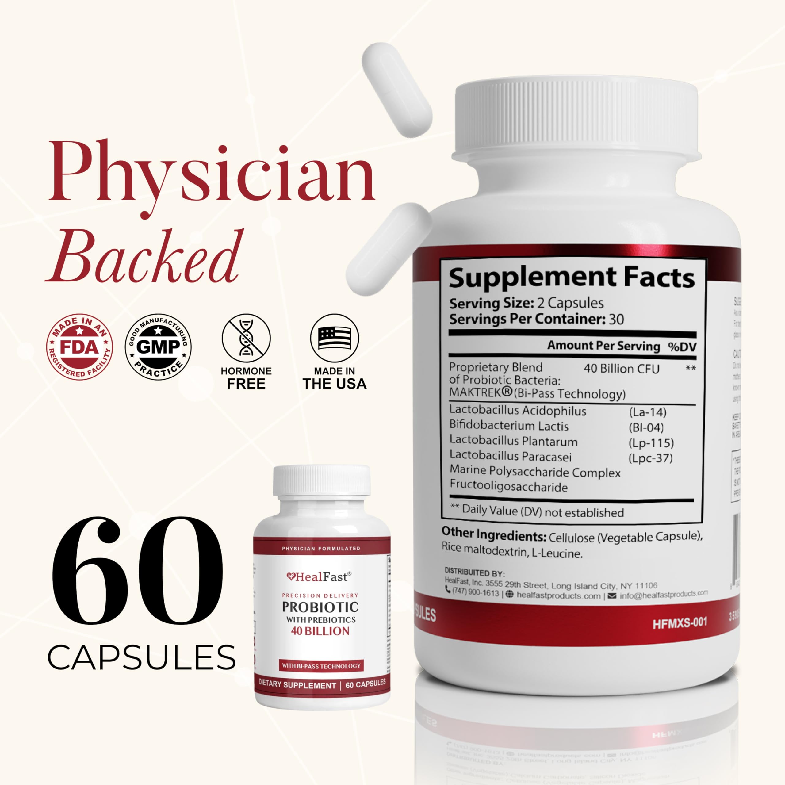 HealFast Physician Formulated Probiotic Supplement - 40 Billion CFU - Live Prebiotics and Probiotics for Men and Women - Probiotics for Gut Health - Non-GMO and Vegan - 30 Day Supply HealFast buy supplements canada