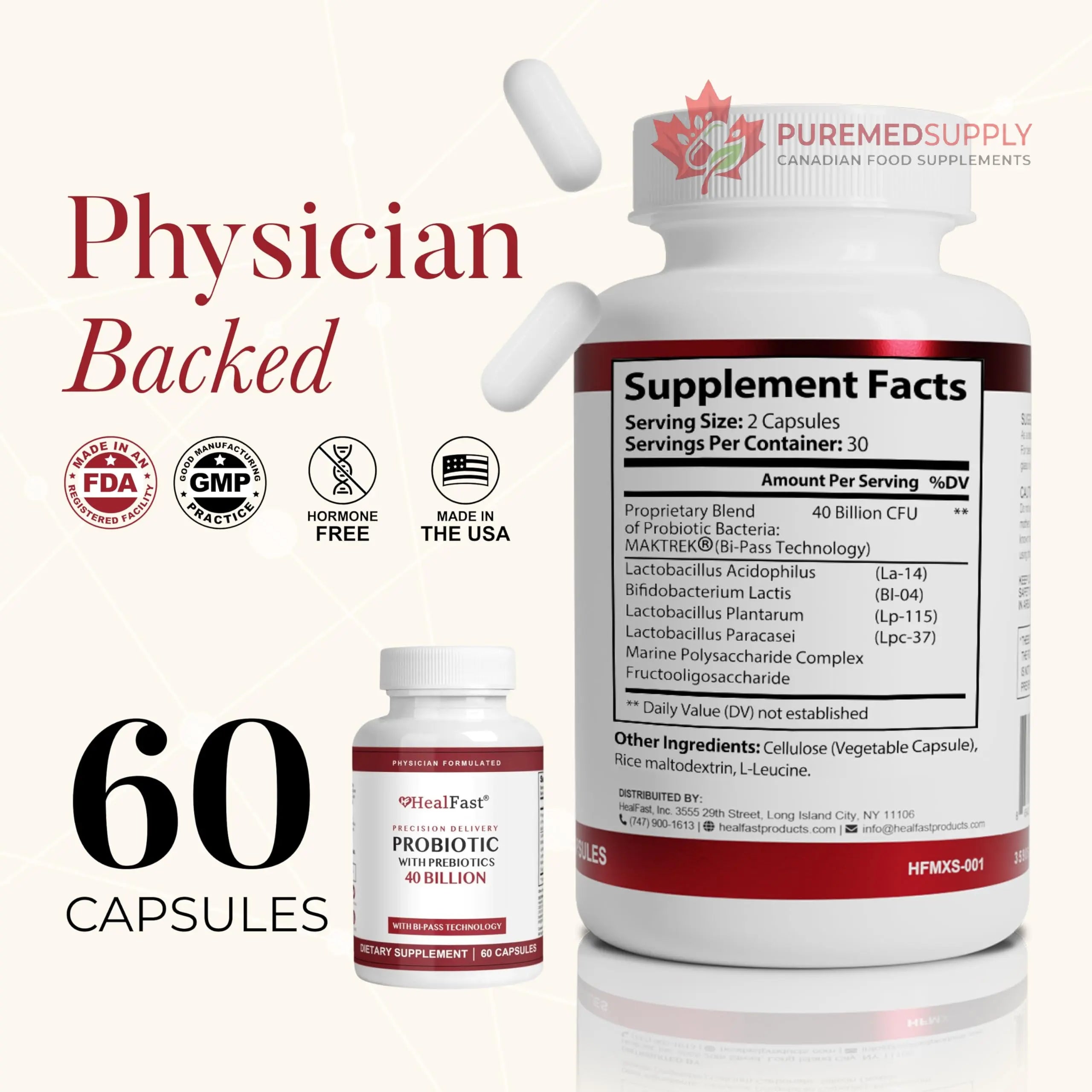 HealFast Physician Formulated Probiotic Supplement - 40 Billion CFU - Live Prebiotics and Probiotics for Men and Women - Probiotics for Gut Health - Non-GMO and Vegan - 30 Day Supply HealFast buy supplements canada