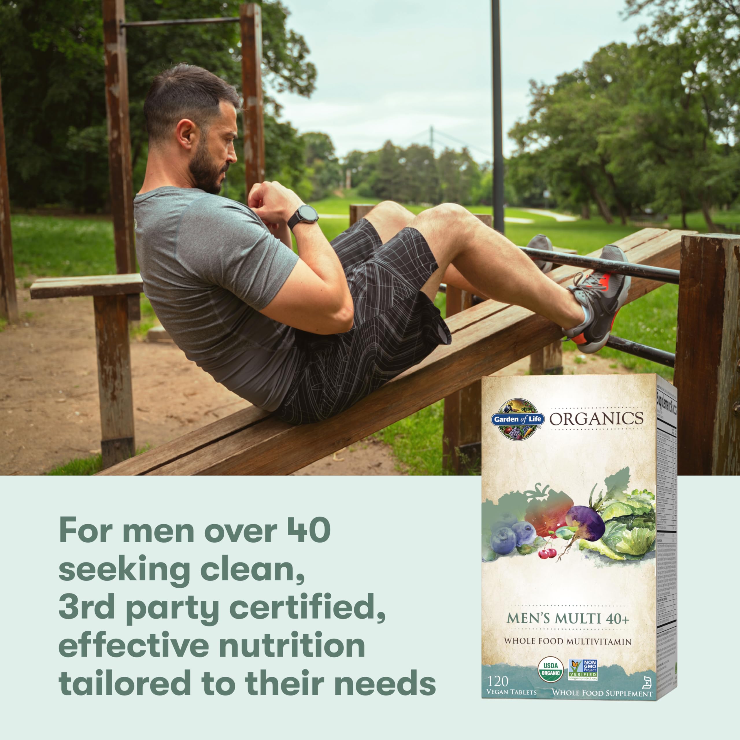 Garden of Life Organics Men's 40+ Multivitamin with Prostate Support, B12 & Vitamins – Vegan Daily Whole Food Multivitamin, Non-GMO, Certified Organic, 120 Tablets Garden of Life buy supplements canada