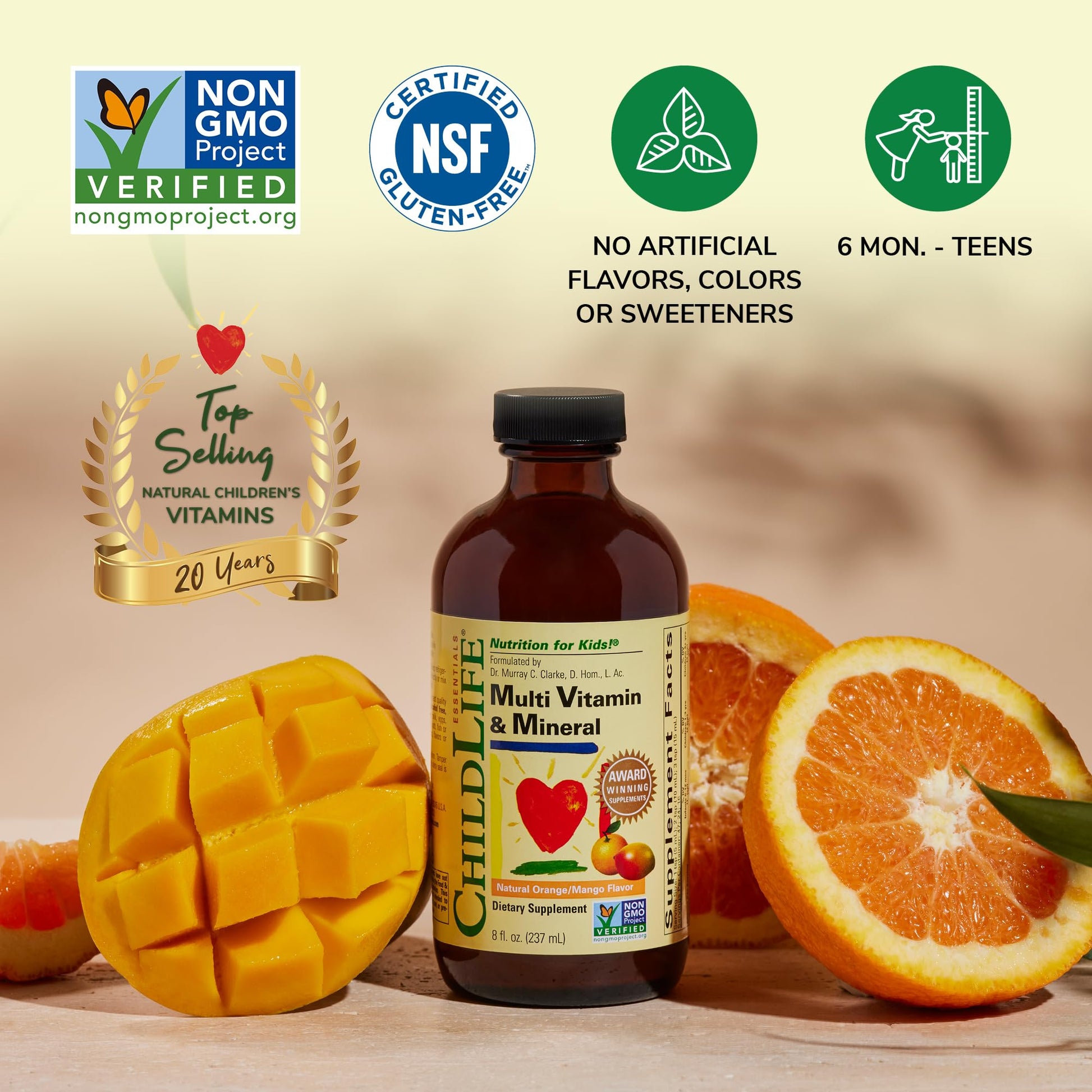 CHILDLIFE ESSENTIALS Kids Multivitamin & Mineral - Kids Vitamins, Liquid Multivitamin for Kids, Toddler Multivitamins, Liquid Vitamins, Baby Multivitamin - Natural Orange & Mango, 8 Fl Oz (Pack of 4) CHILDLIFE ESSENTIALS buy supplements canada