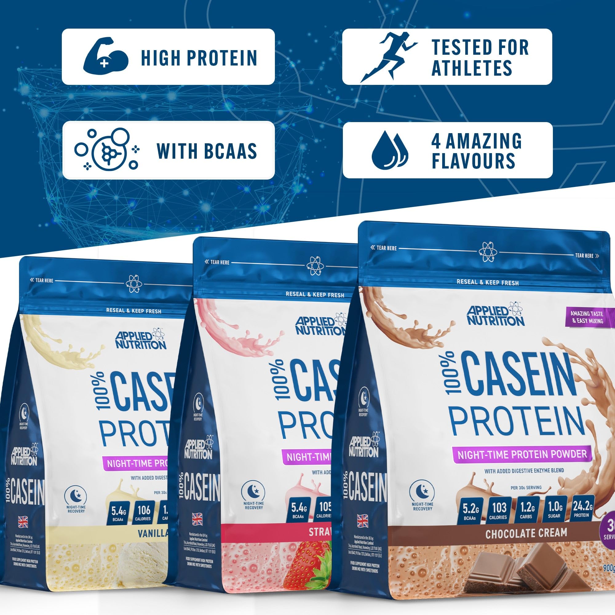 Applied Nutrition Casein Protein Powder - Micellar Casein Supplement, Slow Release Protein Applied Nutrition buy supplements canada