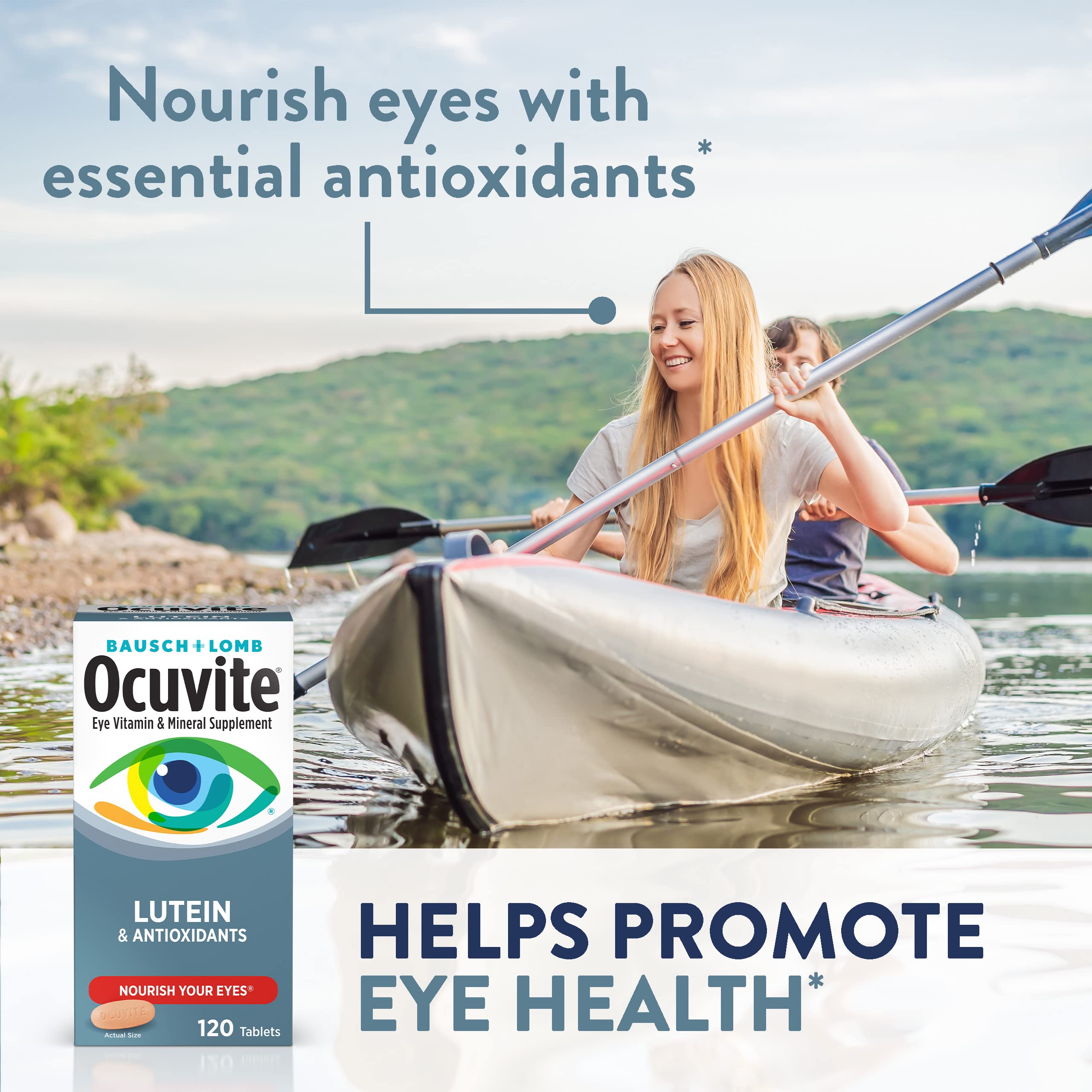 Ocuvite Eye Vitamin & Mineral Supplement, Lutein & Antioxidant Vitamins A, C, E, Zinc for Eye Health, Vitamins for Eyes, 120 Tablets (Pack of 2) Ocuvite buy supplements canada