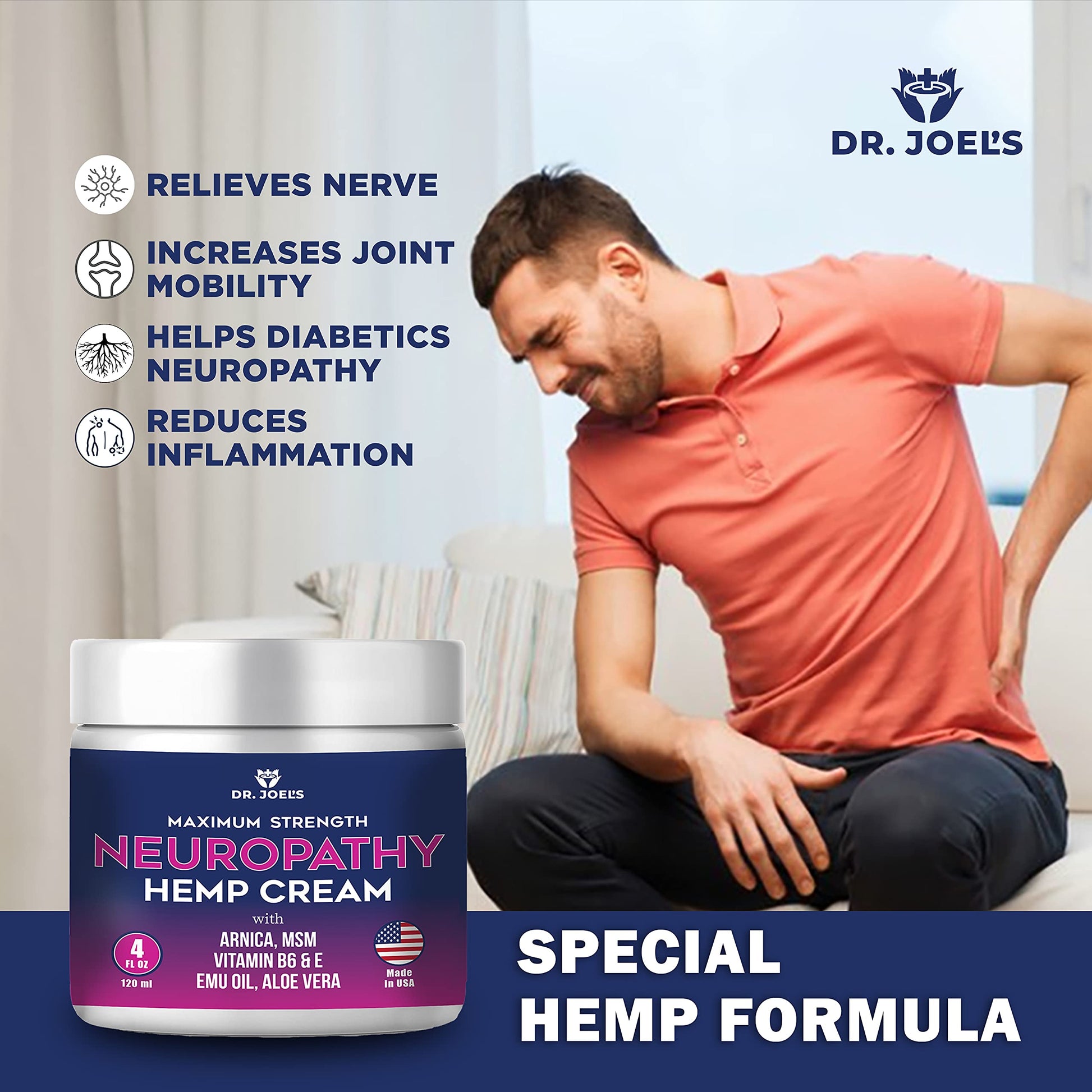 Dr. JOEL'S Neuropathy Nerve Relief Cream - Organic Neuropathy Support Cream for Feet, Hands, Legs and Toes - 4 OZ Value Pack- Made in USA Dr. JOEL'S buy supplements canada