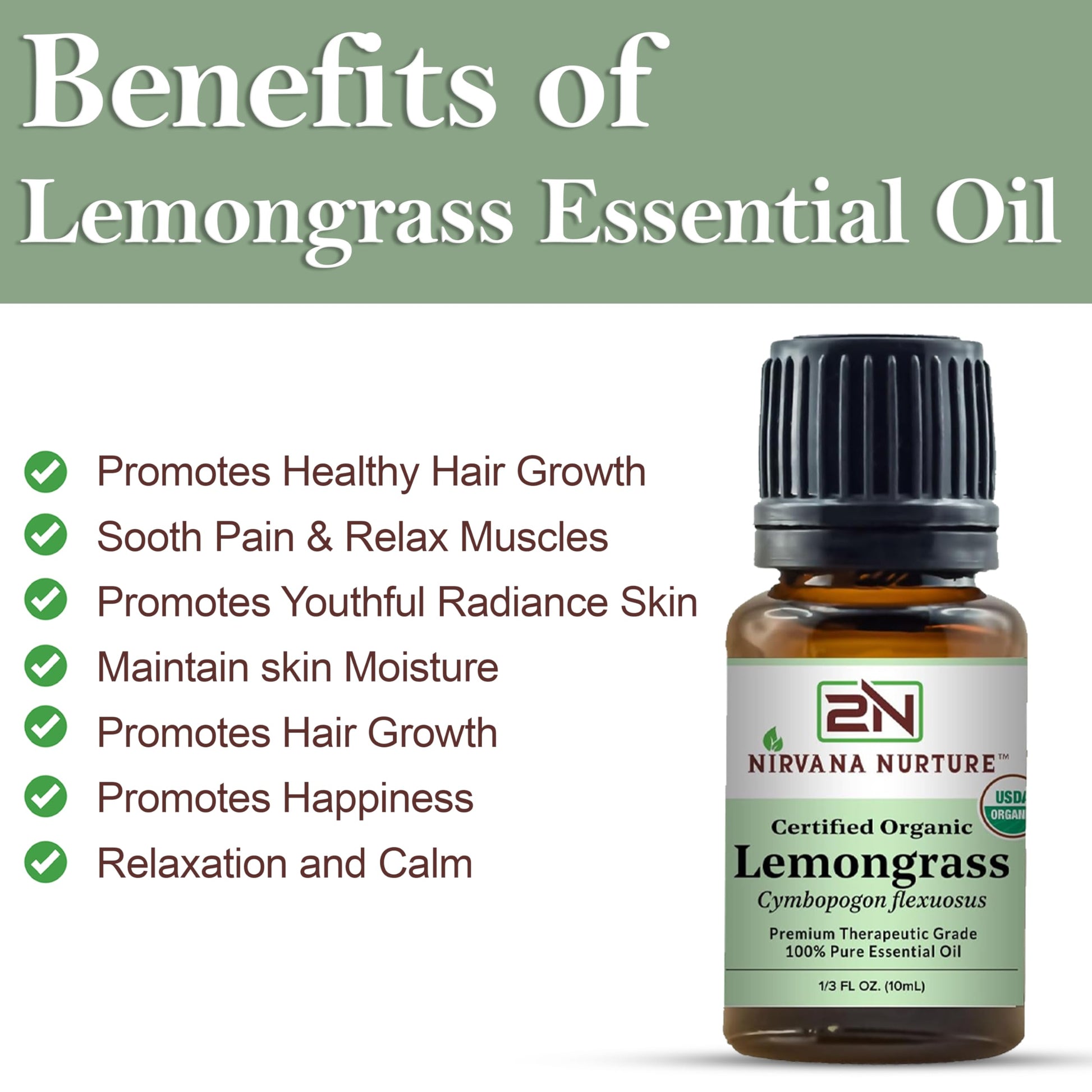 Nirvana Nurture Lemongrass Essential Oil USDA Certified Organic 100% Pure Premium Therapeutic Grade Nirvana Nurture buy supplements canada