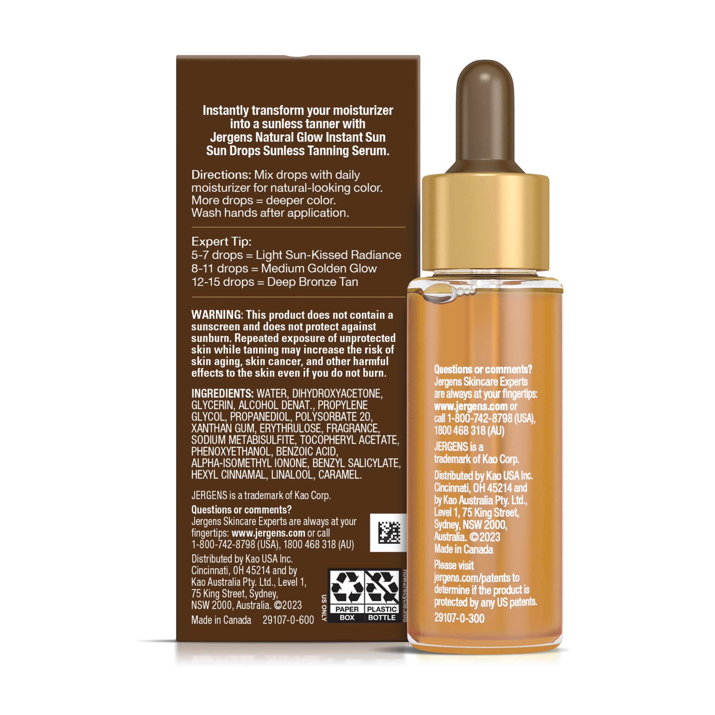 Jergens Natural Glow Instant Sun Drops, Sunless Tanning for Face and Body, Instant Sun Bronzing Drops, Oil Free, 1 Fl Oz Jergens buy supplements canada