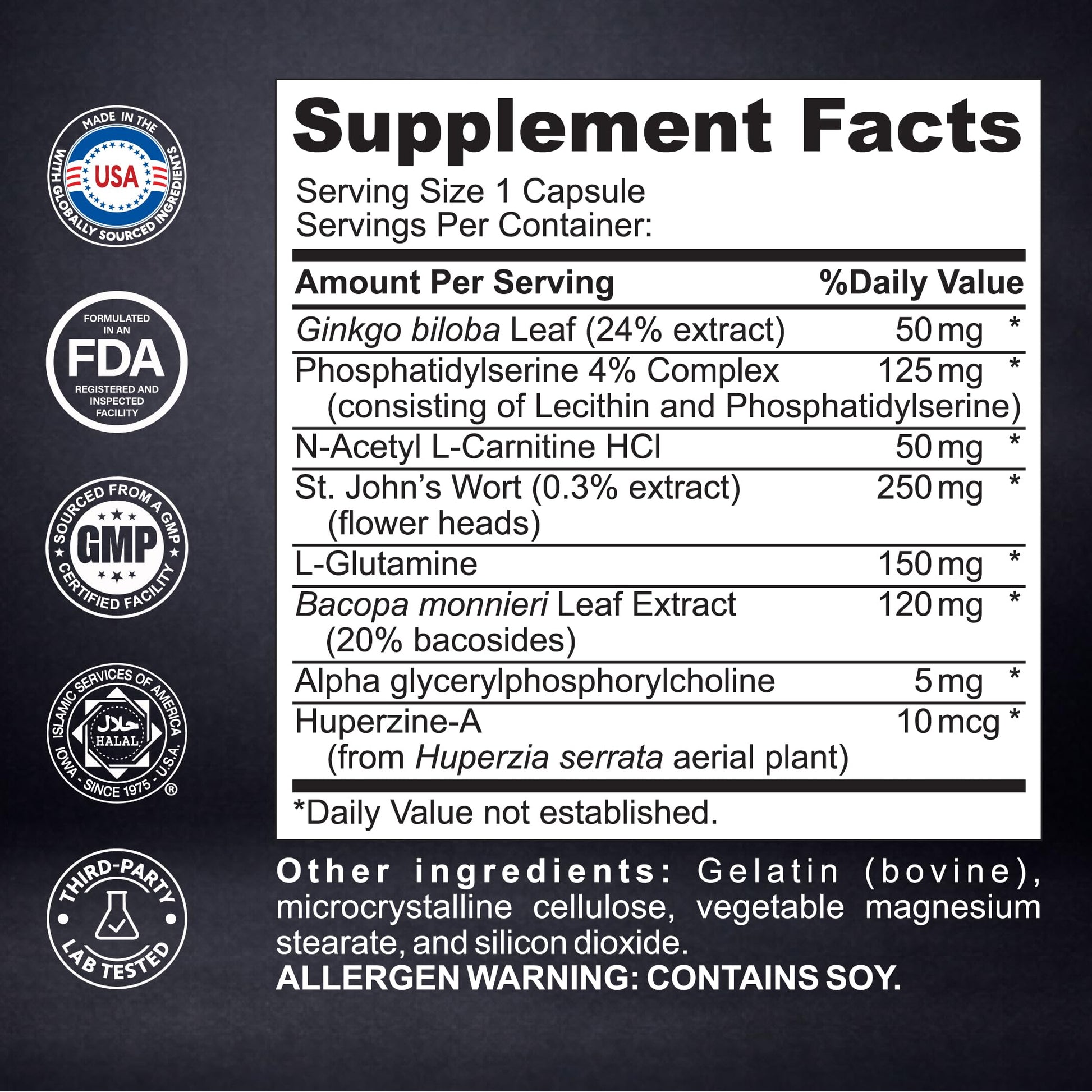 Brain Neuro Matrix – Memory & Focus Nootropic with Ginkgo Biloba & Huperzine A – Caffeine-Free Vegan Brain Supplement for Clarity, Focus & Mood – 90 Capsules (3-Month Supply) Kaitamin buy supplements canada