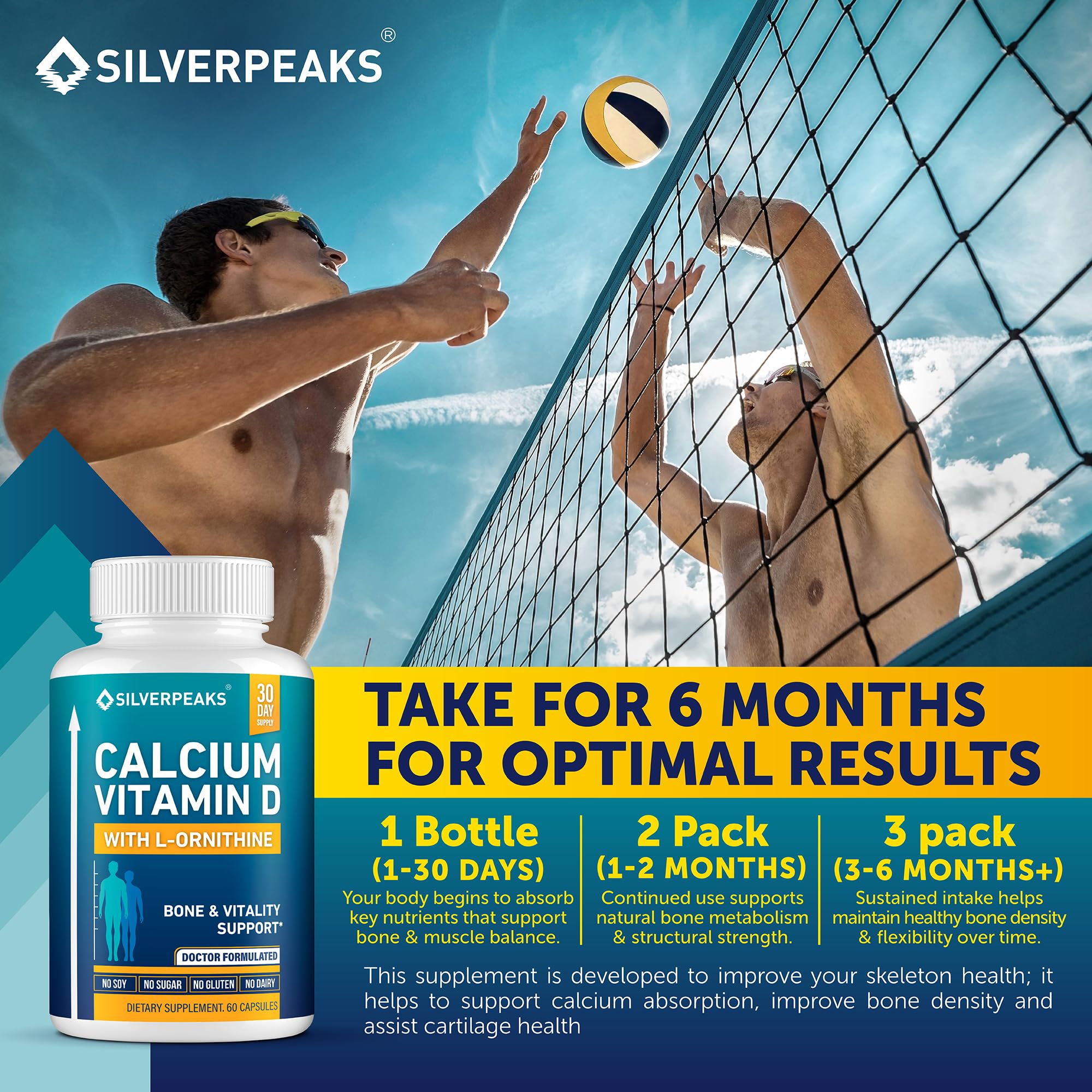 Calcium Supplement with Vitamin D3 and Zinc for Bone Health – Supports Bone Strength & Density – Gentle Non-Constipating Mineral & Amino Acids Blend for Women & Men - 60 Capsules (30 Day Supply) SILVERPEAKS buy supplements canada