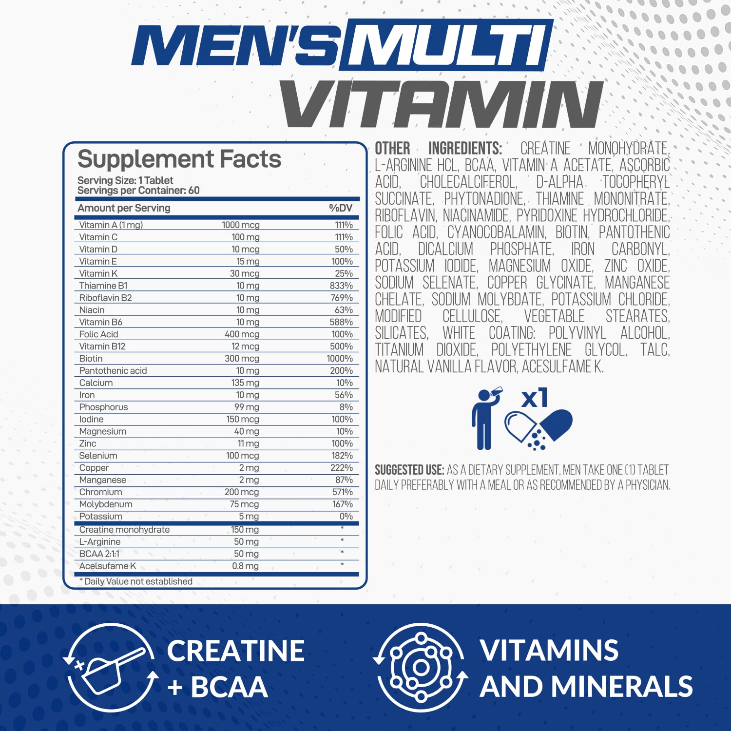 Forzagen Essentials Men's Multivitamin with Creatine and BCAA, Complete Vitamin and Mineral Complex, 60 Tablets Forzagen buy supplements canada