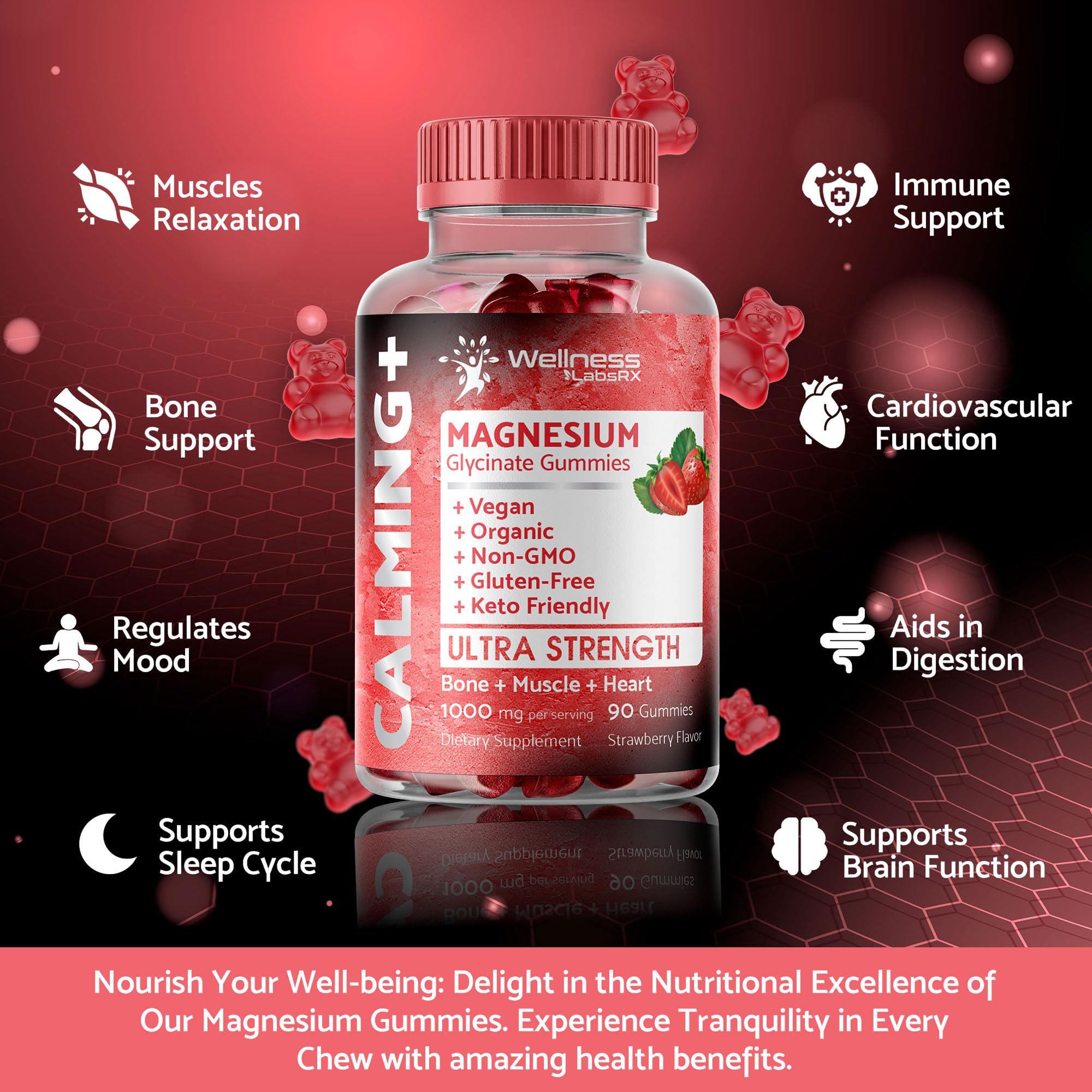 Magnesium Glycinate Gummies - 1000 mg - Magnesium Supplement to Support WELLNESS LABSRX buy supplements canada