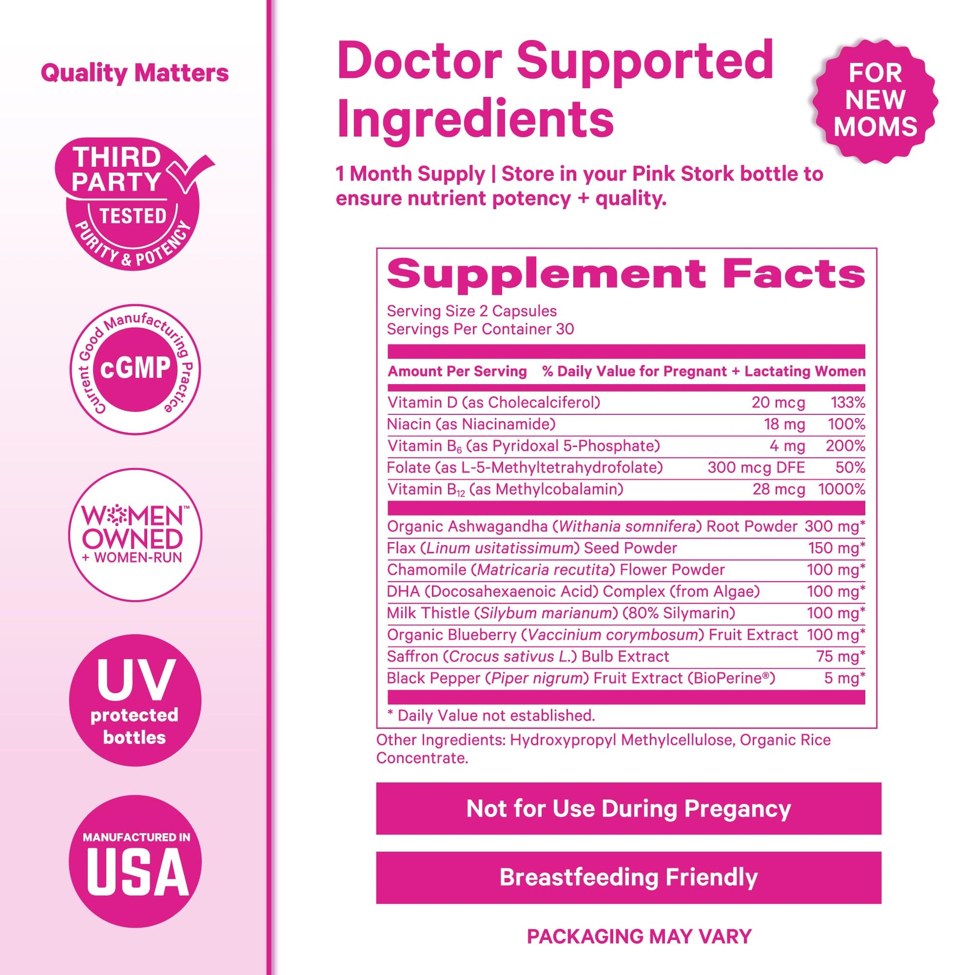 Pink Stork Postpartum Mood Support - Postnatal Hormone Balance for Women - Breastfeeding Friendly - Stress & Cognitive Support, New Mom Essentials - Ashwagandha, Chamomile, & Vitamin D, 60 Capsules Pink Stork buy supplements canada