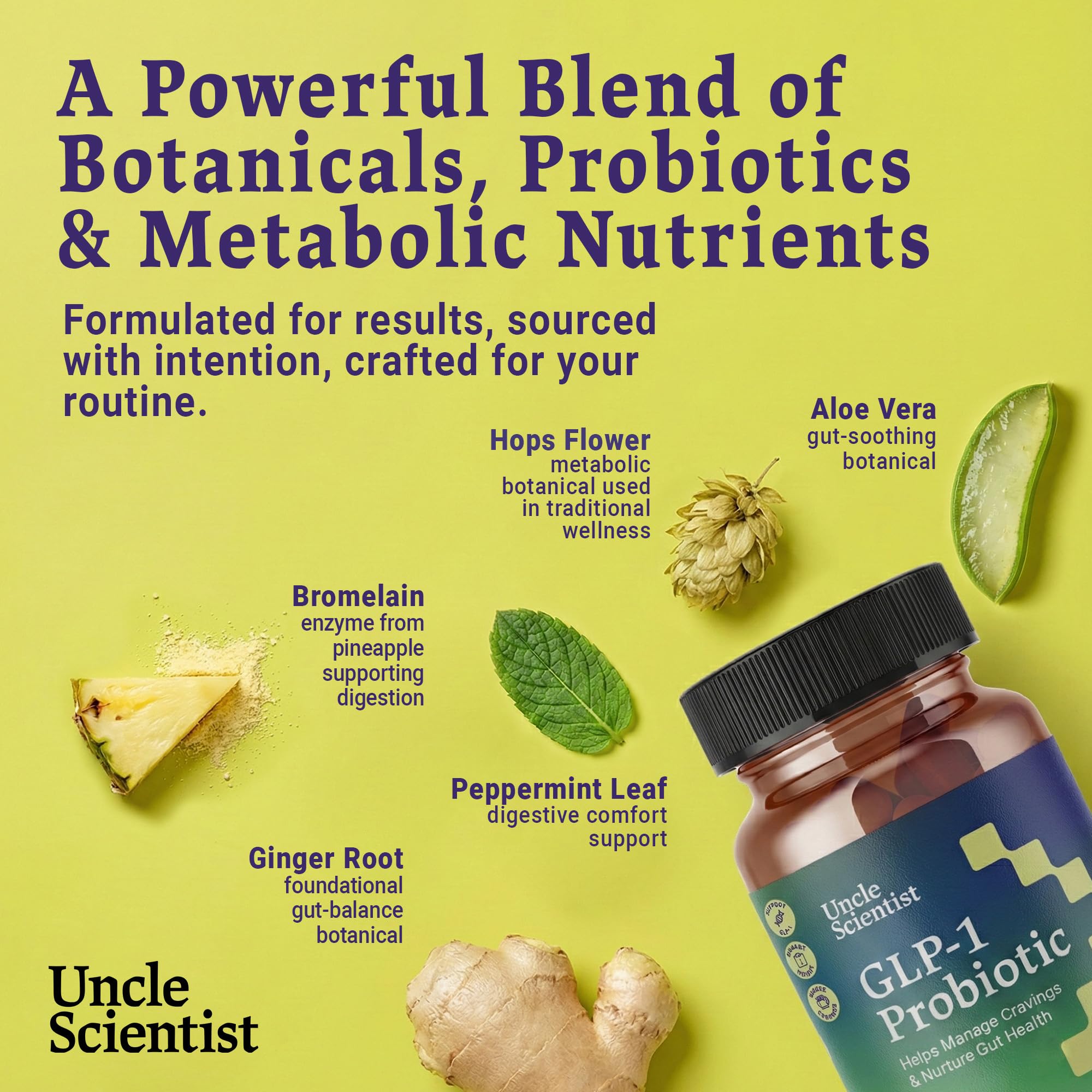 Uncle Scientist GLP-1 Probiotic Dietary Supplement, Supports Healthy Appetite and Metabolic Function - Chromium, Green Tea, Cinnamon, Probiotics & Herbal Blend, 60 Capsules (30-Day Supply) Uncle Scientist buy supplements canada