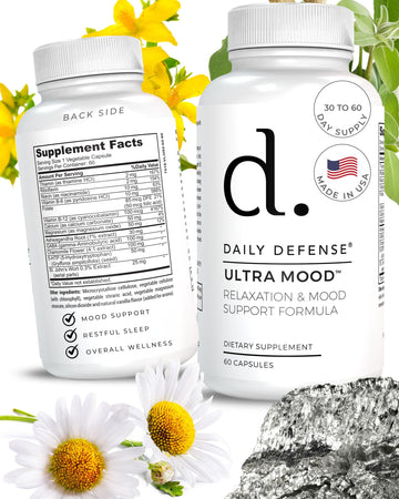 Daily Defense Mood Support Supplement - Ultra Mood 60 Count Mood Enhancer with Calcium Carbonate, Folic Acid, GABA, 5-HTP, Ashwagandha Root Extract & More - Non GMO Mood & Relaxation Supplement Daily Defense buy supplements canada