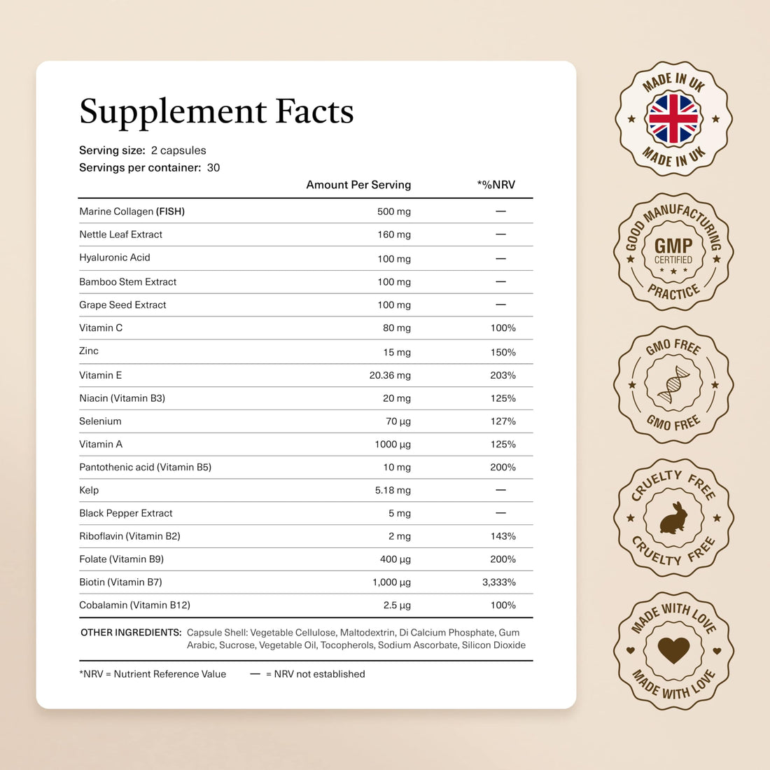 18-in-1 Hair Growth Supplement | Collagen, Hyaluronic Acid, Nettle, Silica, Biotin, Grape Seed Extract, Bamboo | Stronger, Thicker, Longer Hair – Supports Hair Volume, Shine, Scalp & Nail Health kailea buy supplements canada
