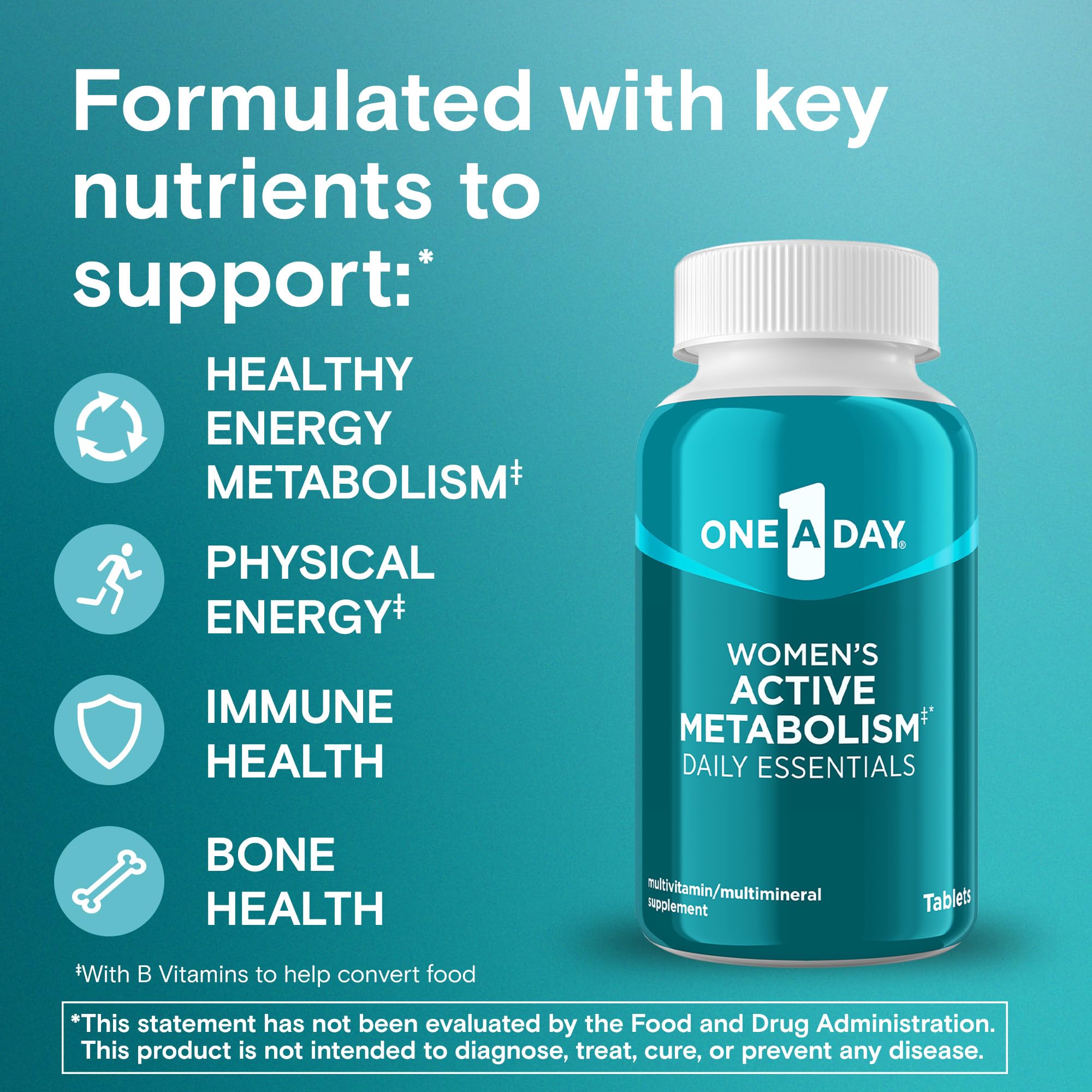 One A Day Women's Active Metabolism Daily Essential, Multivitamin for Women, Metabolism Support, Vitamins for Women with All 8 B-Vitamins, Vitamin D, Magnesium & More,120 Count ONE A DAY buy supplements canada