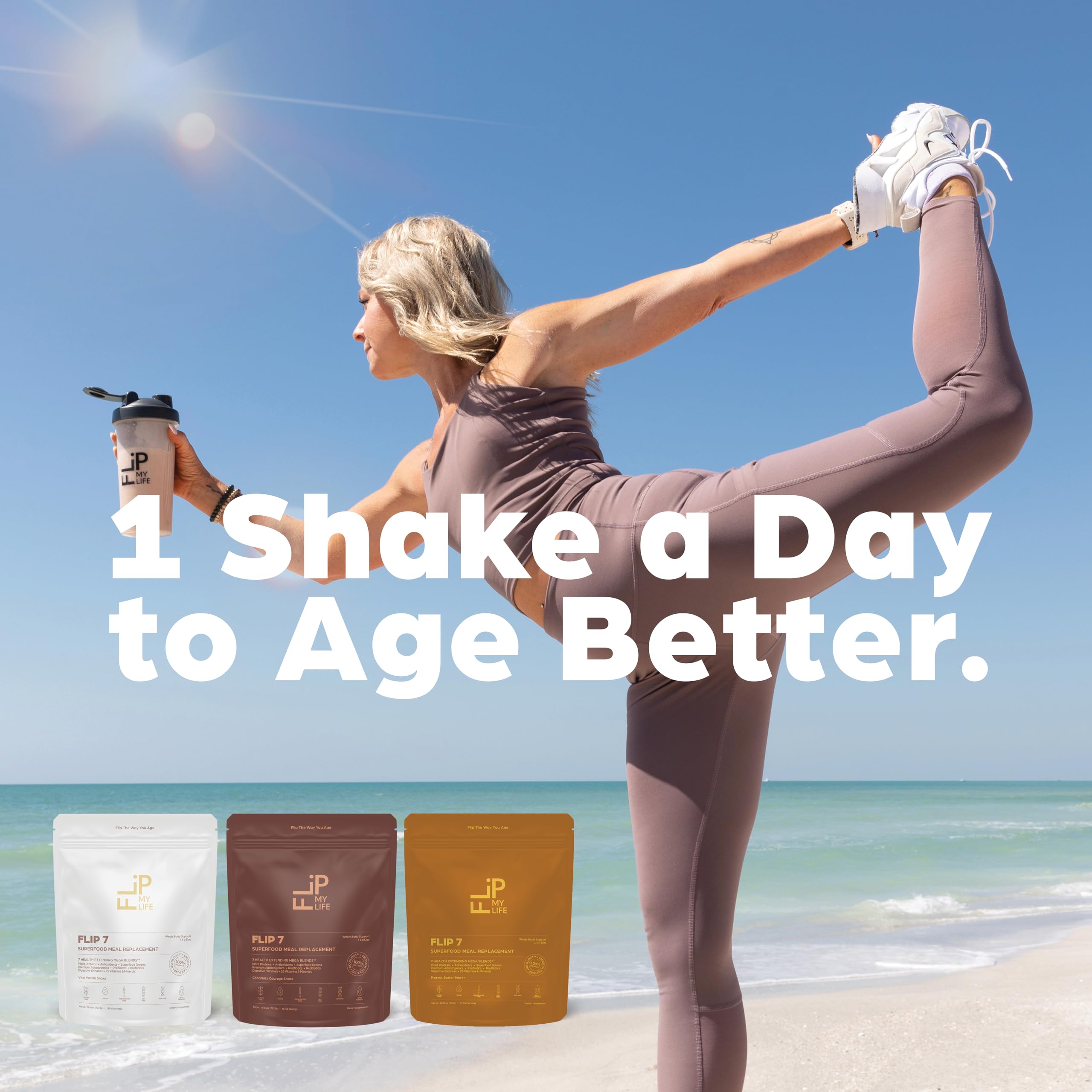 Flip My Life, Flip 7 Natural SuperFood, Plant-Based Protein, Complete Meal Replacement to Support Healthy Gut, 7 Mega Nutrient Rich Blends Flip My Life buy supplements canada