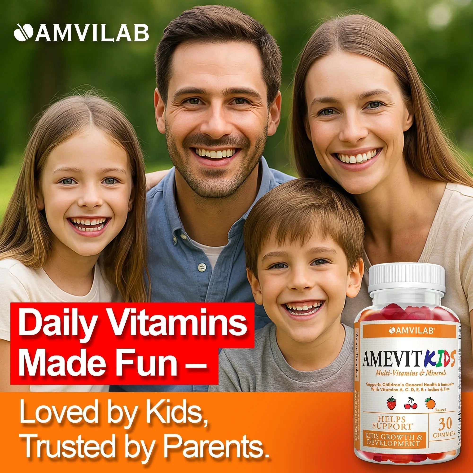 AMVILAB Amevit Kids Gummy Multivitamin – Complete Daily Vitamins for Children – with Essential Nutrients for Growth & Immunity AMVILAB buy supplements canada