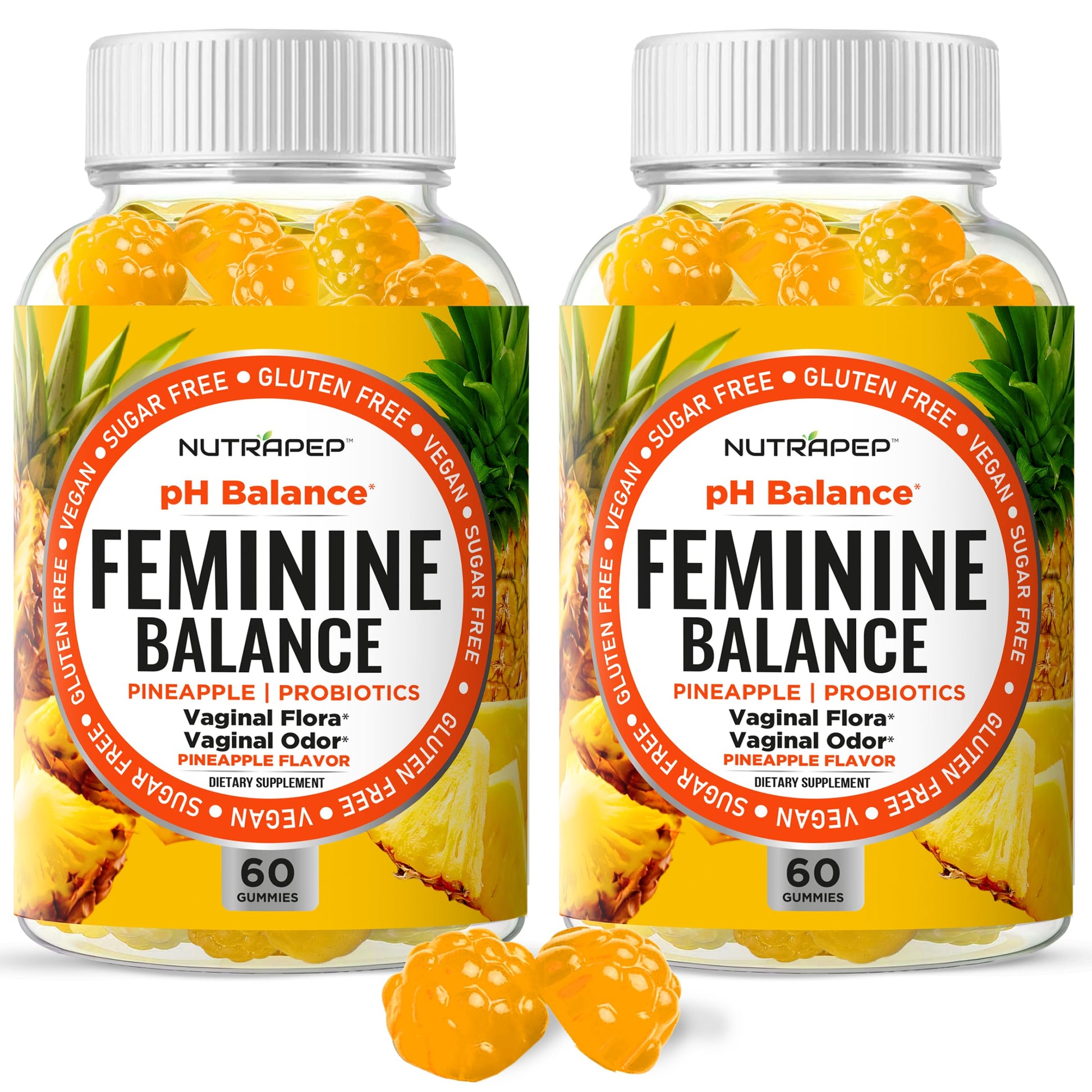 NutraPep Feminine Balance Probiotics Gummies for Women - Vaginal Health & Women's pH Balance Natural Gummy Supplement with Cranberry Pineapple Powder - Sugar Free Gluten Free Vegan (Pack of 2) NutraPep buy supplements canada