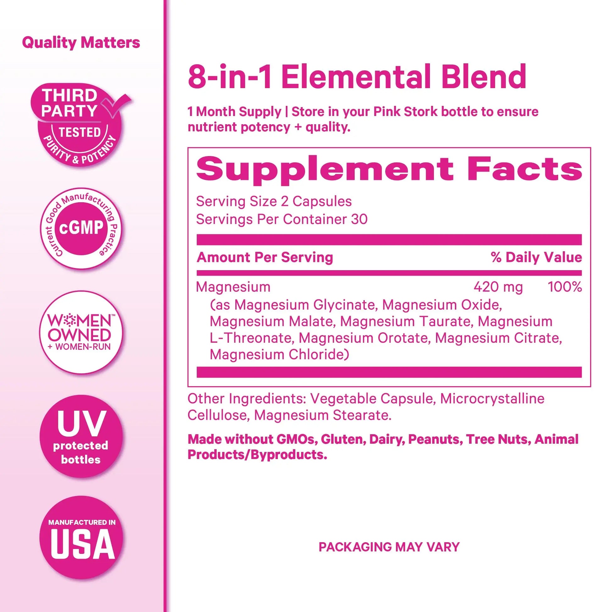 Pink Stork Magnesium Complex for Women - 8 Forms Including Glycinate, Malate, Citrate & L-Threonate - Stress, Sleep, Muscle & Hormone Support - 400 mg Elemental Magnesium - 60 Vegan Capsules Pink Stork buy supplements canada