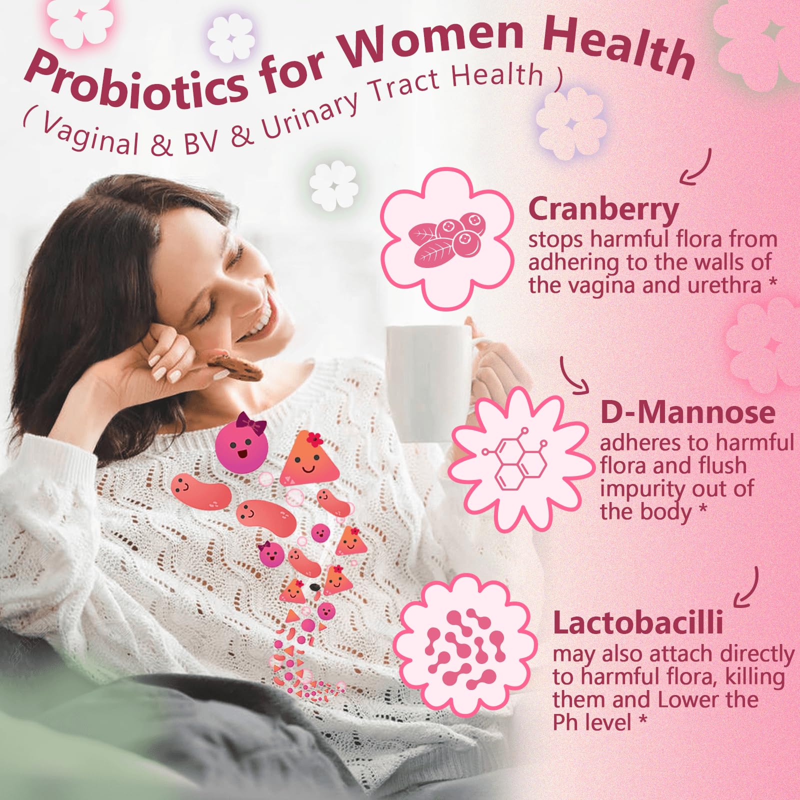 Probiotics for Women Digestive Health, Vaginal Probiotics with D-Mannose & Cranberry NATURE TARGET buy supplements canada