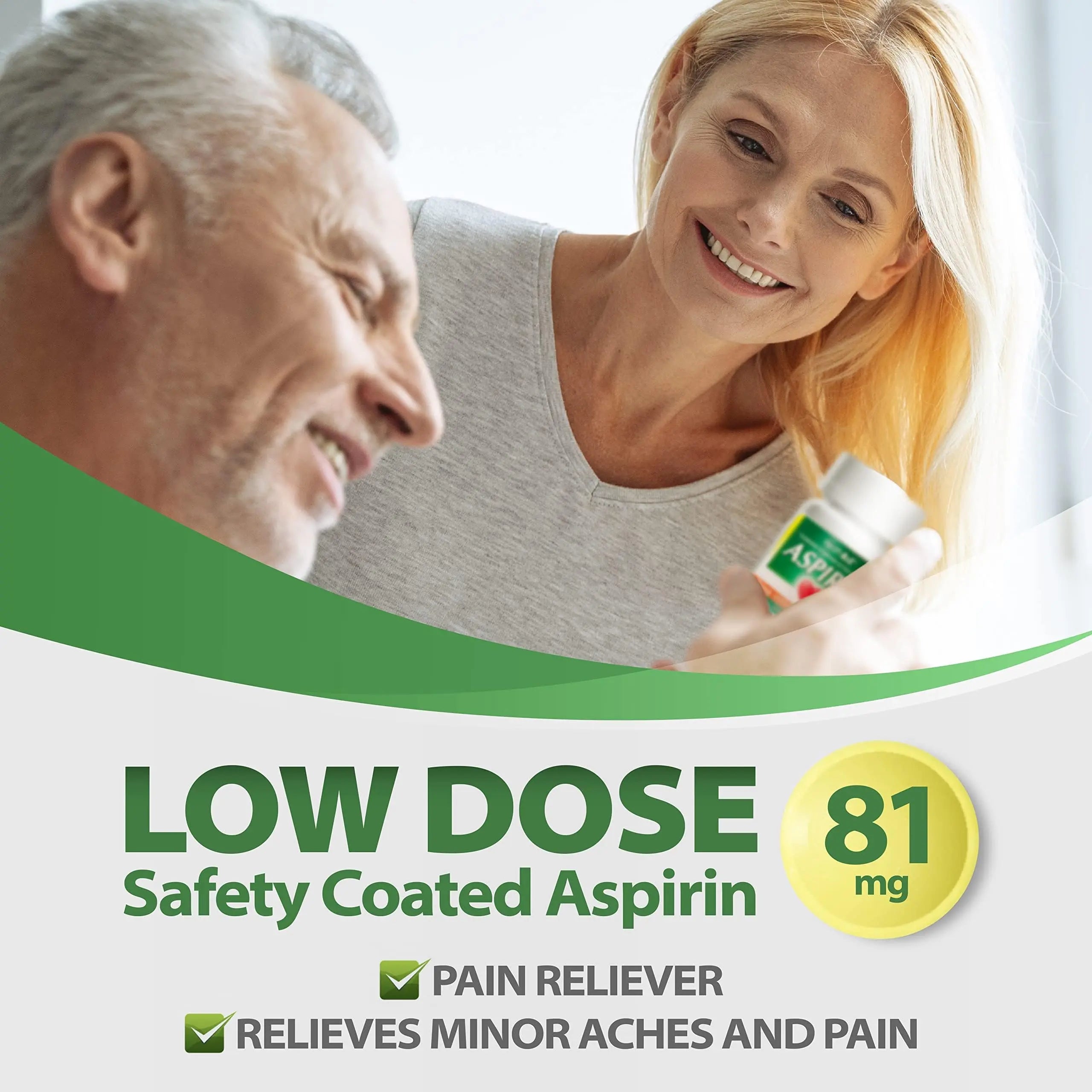HealthA2Z® Aspirin 81 mg | Low Strength | Enteric Coated | Pain Relief | Reduces Minor Aches Muscle Pain & Cramps | Fever Reducer | Reduces Headache (300 Counts) HealthA2Z buy supplements canada