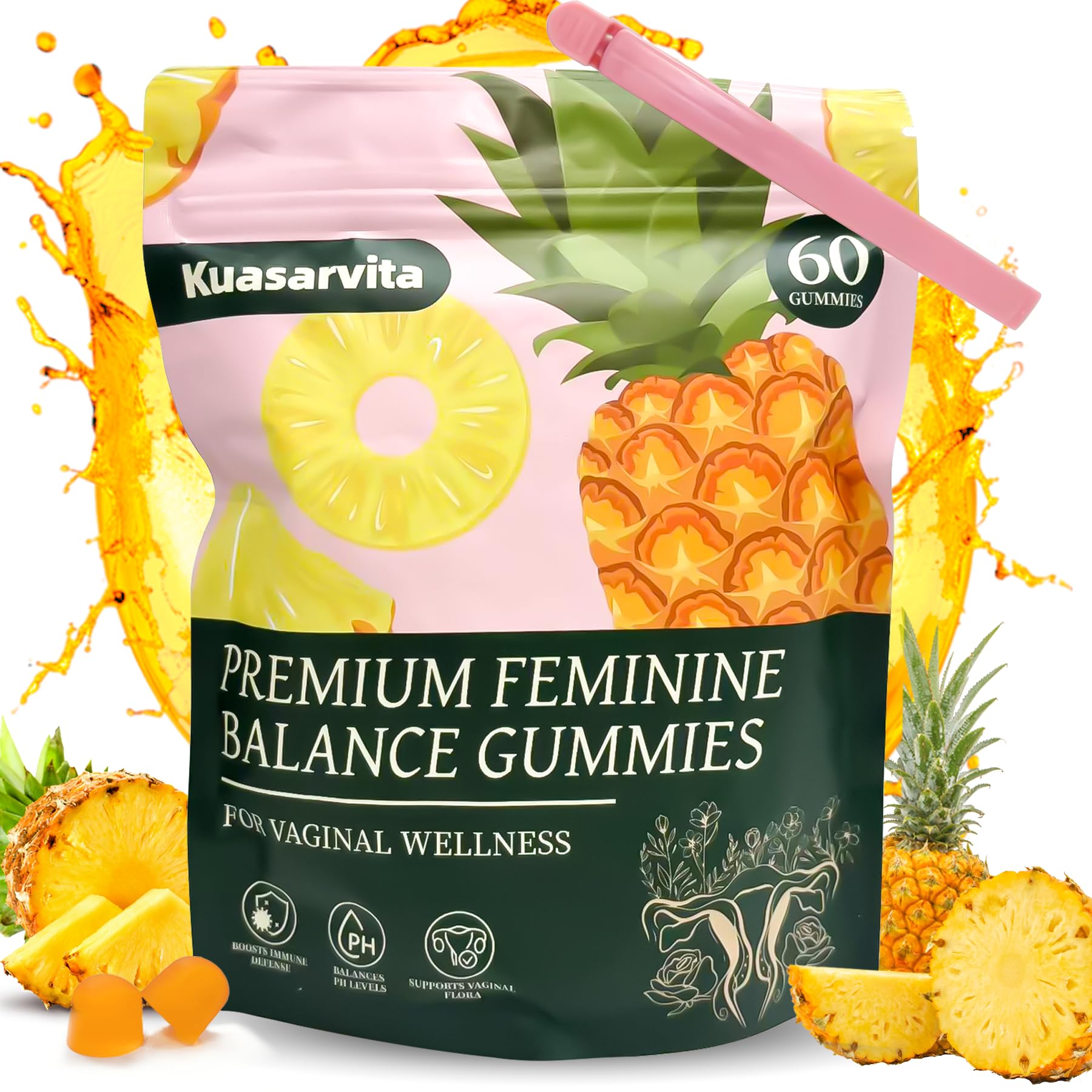 Premium Feminine Balance Gummies,Vital Vaginal Probiotics Source Feminine Gummies,Probiotic Gummies for Prenatal & Postnatal Women - Probiotics for Digestion, pH Balance, Gut Health, Immune Support Kuasarvita buy supplements canada