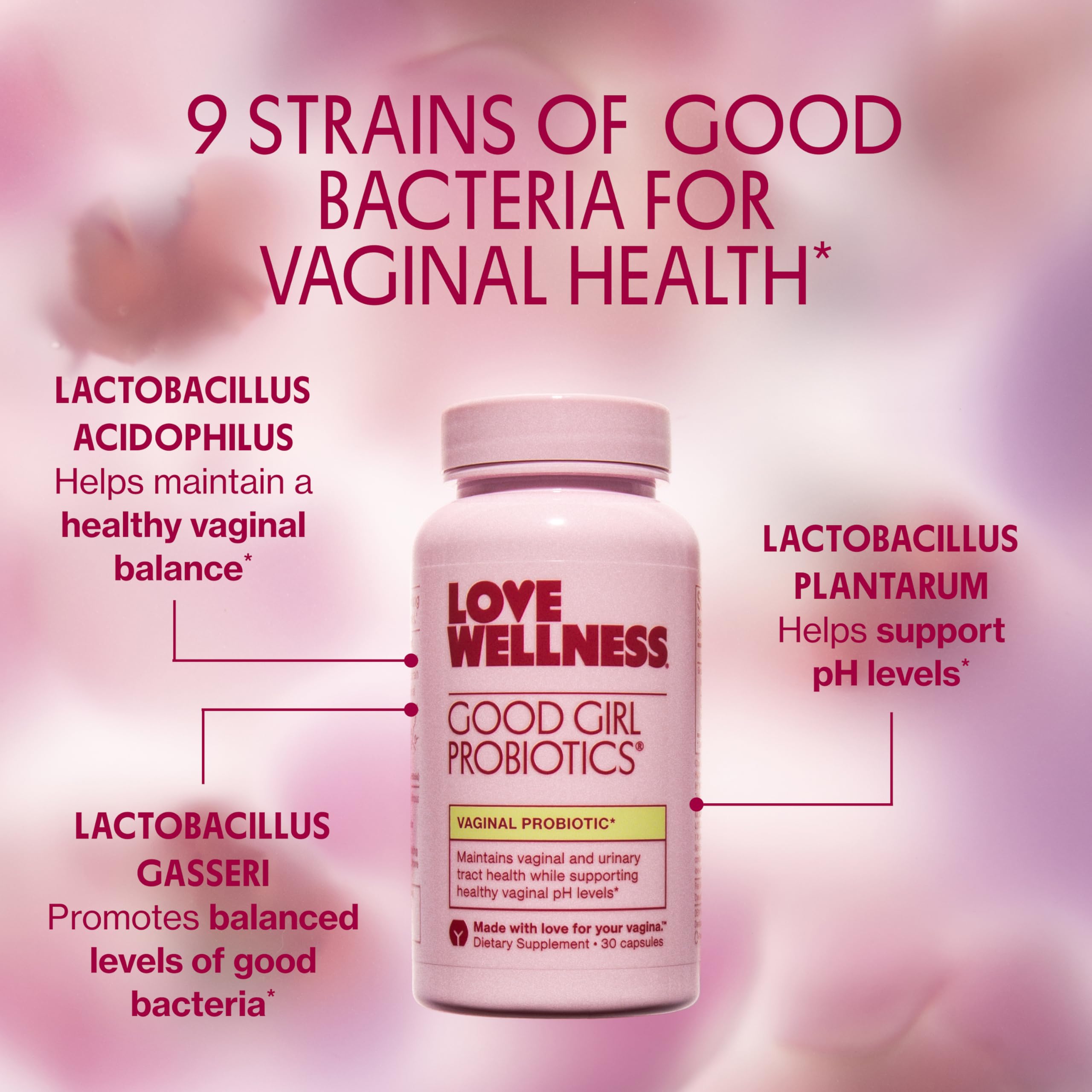 Love Wellness Good Girl Probiotics | Women’s Vaginal Health & pH Balance Supplement | 9-Strain Probiotic for Urinary Tract, Yeast, Odor & Immune Support | Gluten-Free (30-Day Supply) Love Wellness buy supplements canada