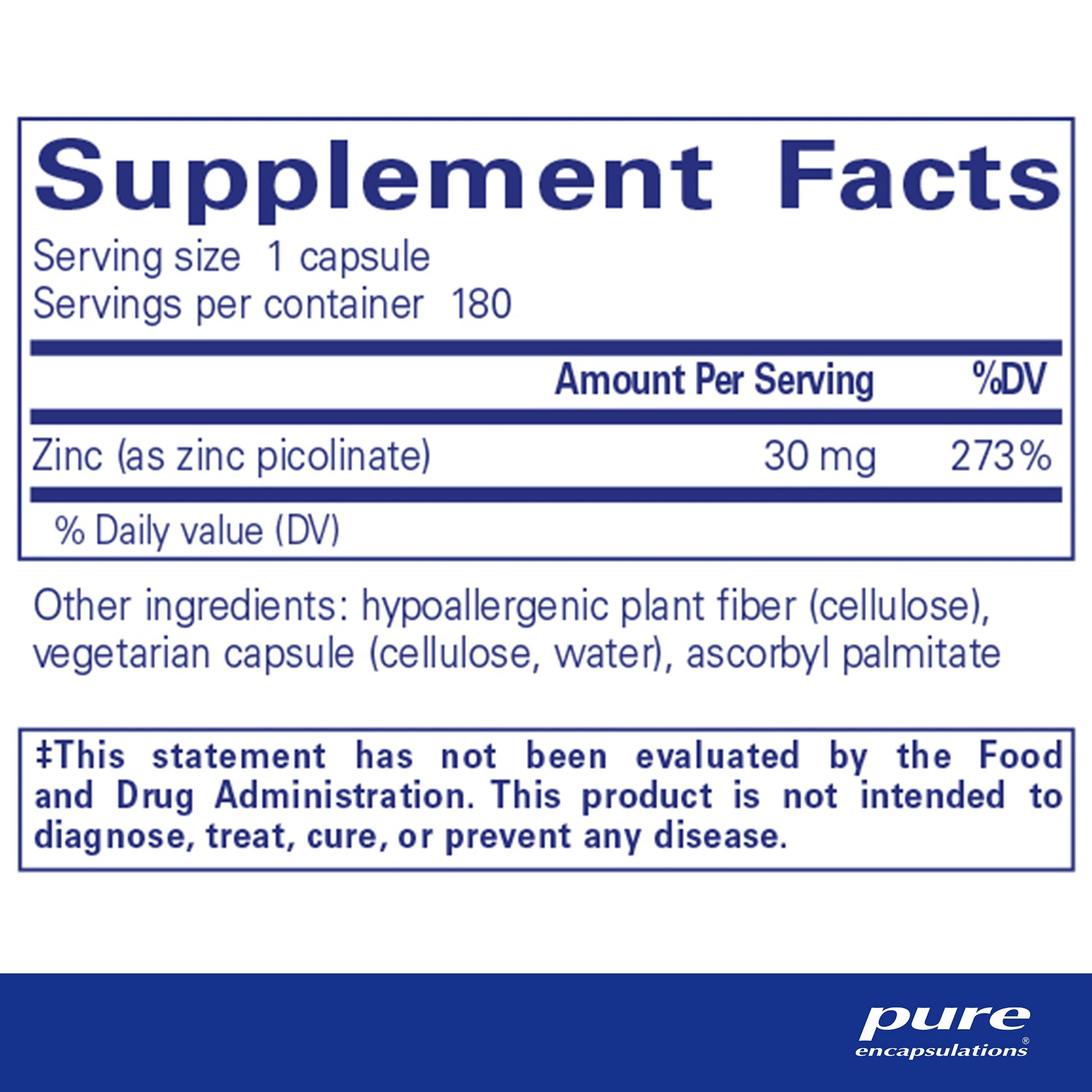 Pure Encapsulations Zinc 30 mg - Highly Absorbable - 180 Capsules Pure Encapsulations buy supplements canada