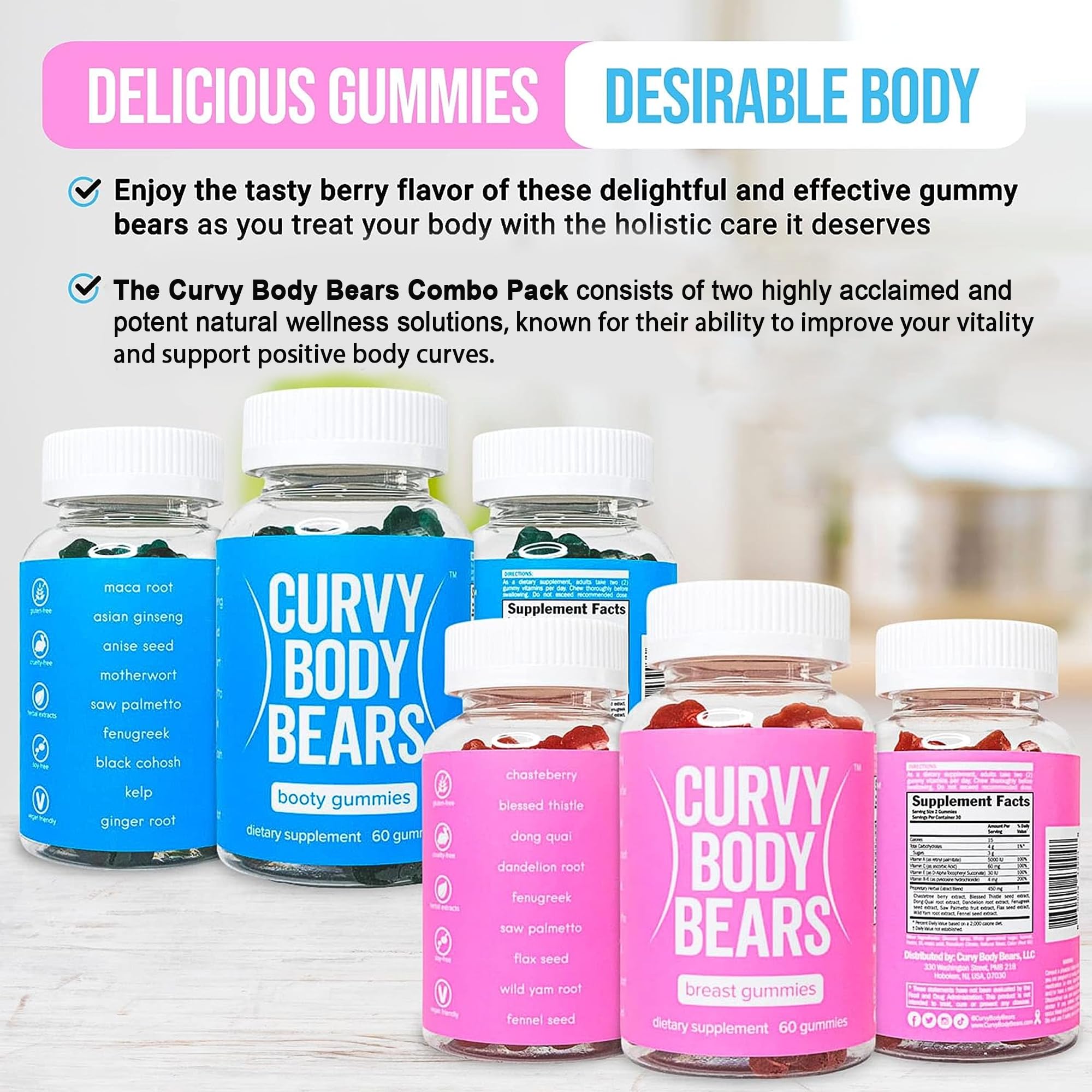 Curvy Body Bears Gummies Combo Pack - Chest and Bum Gummies - Workout Aid Curvy Body Bears buy supplements canada