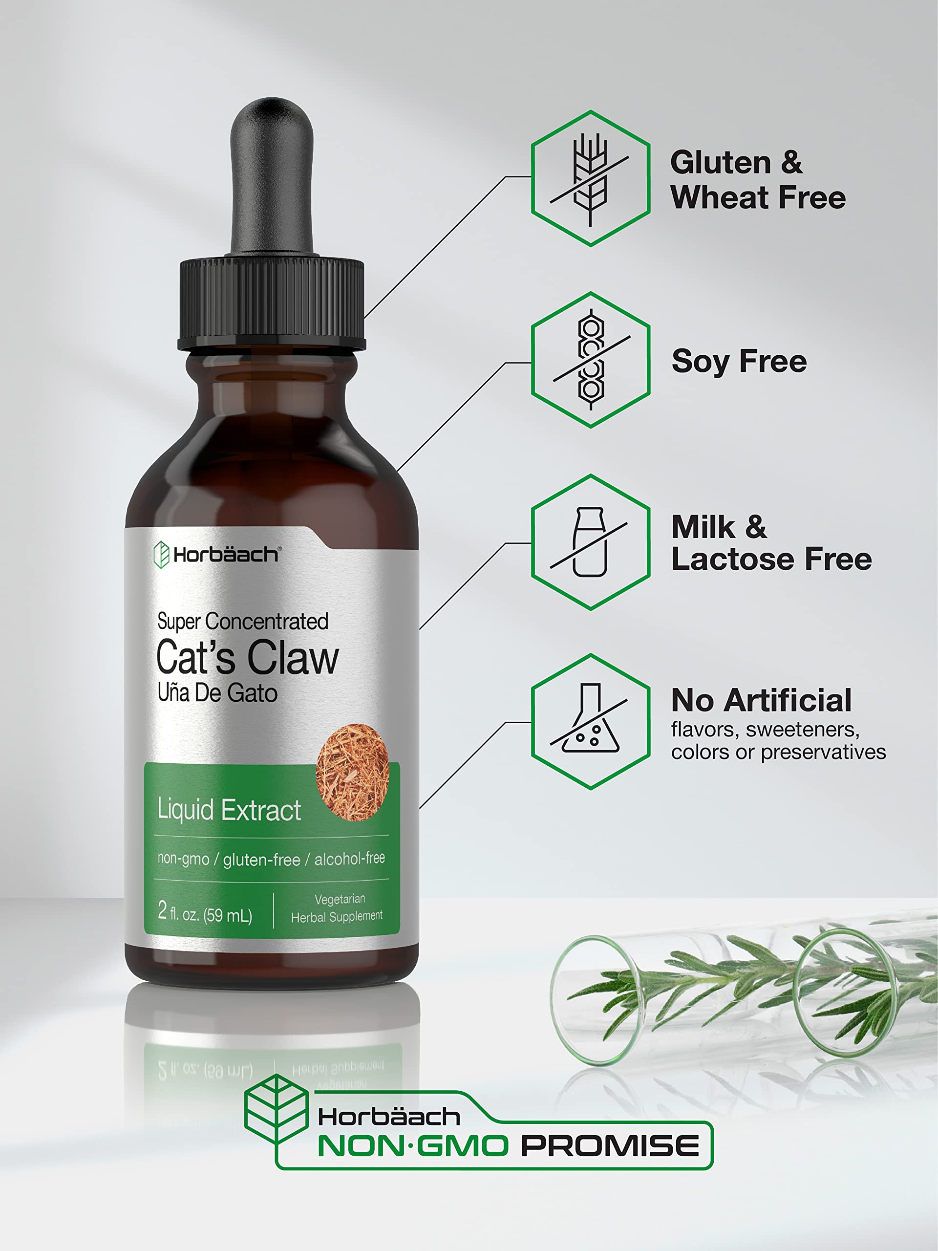 Cats Claw Herb Extract Tincture | 2 Fl Oz | Alcohol Free | Vegetarian, Non-GMO, Gluten Horbäach buy supplements canada