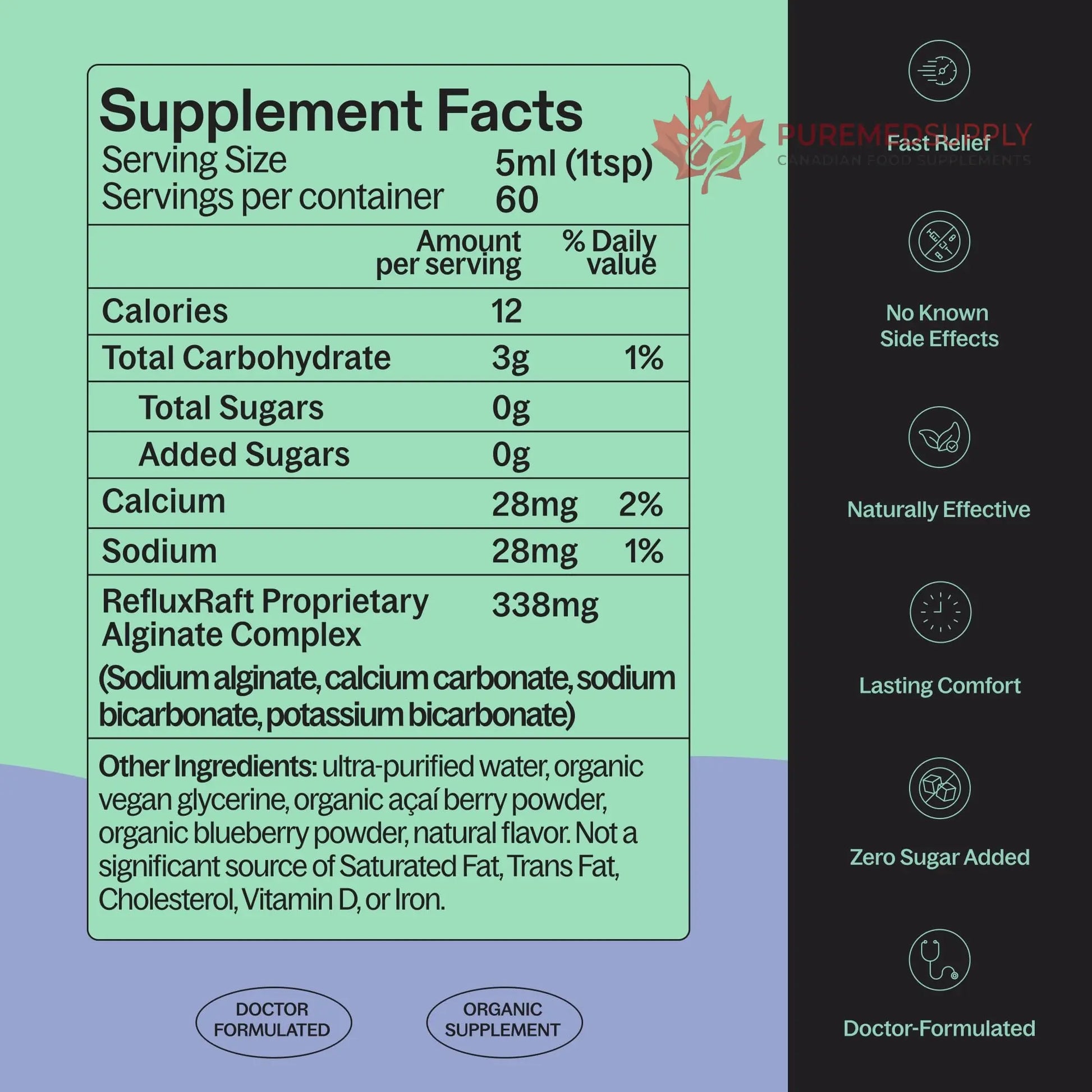 RefluxRaft Acid Reflux Therapy with Organic Alginate, Pregnancy Safe, Fast & Long-Lasting GERD & LPR Support, Zero Sugar, Gluten-Free, Low Sodium, Berry Burst, 60 Gel Servings, 10 OZ Bottle RefluxRaft buy supplements canada