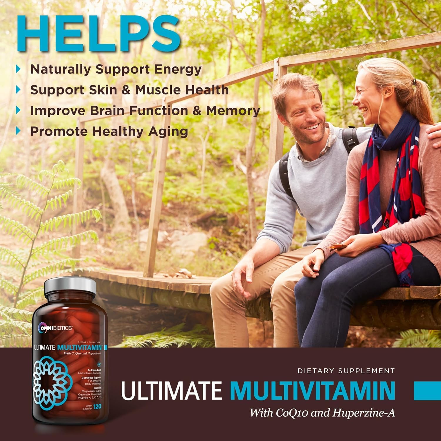 OmniBiotics Ultimate Daily Multivitamin for Women & Men – 34 Essential Ingredients Including Vitamin A, C, D, E, B6, B12, Biotin, Zinc – 120 Vegan Capsules OmniBiotics buy supplements canada